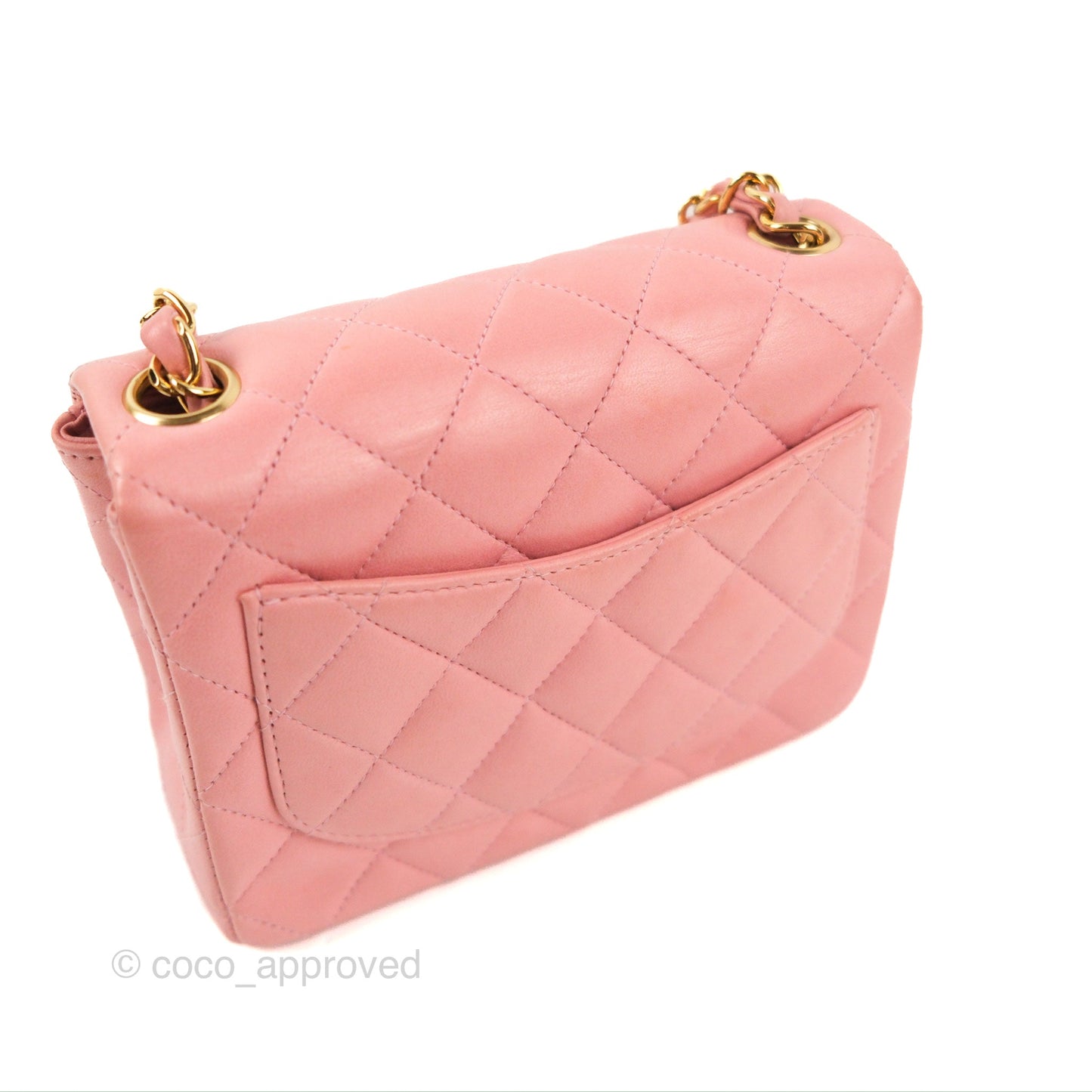 Chanel Quilted Vintage Mini Square Flap Pink Lambskin 24K Gold Hardware