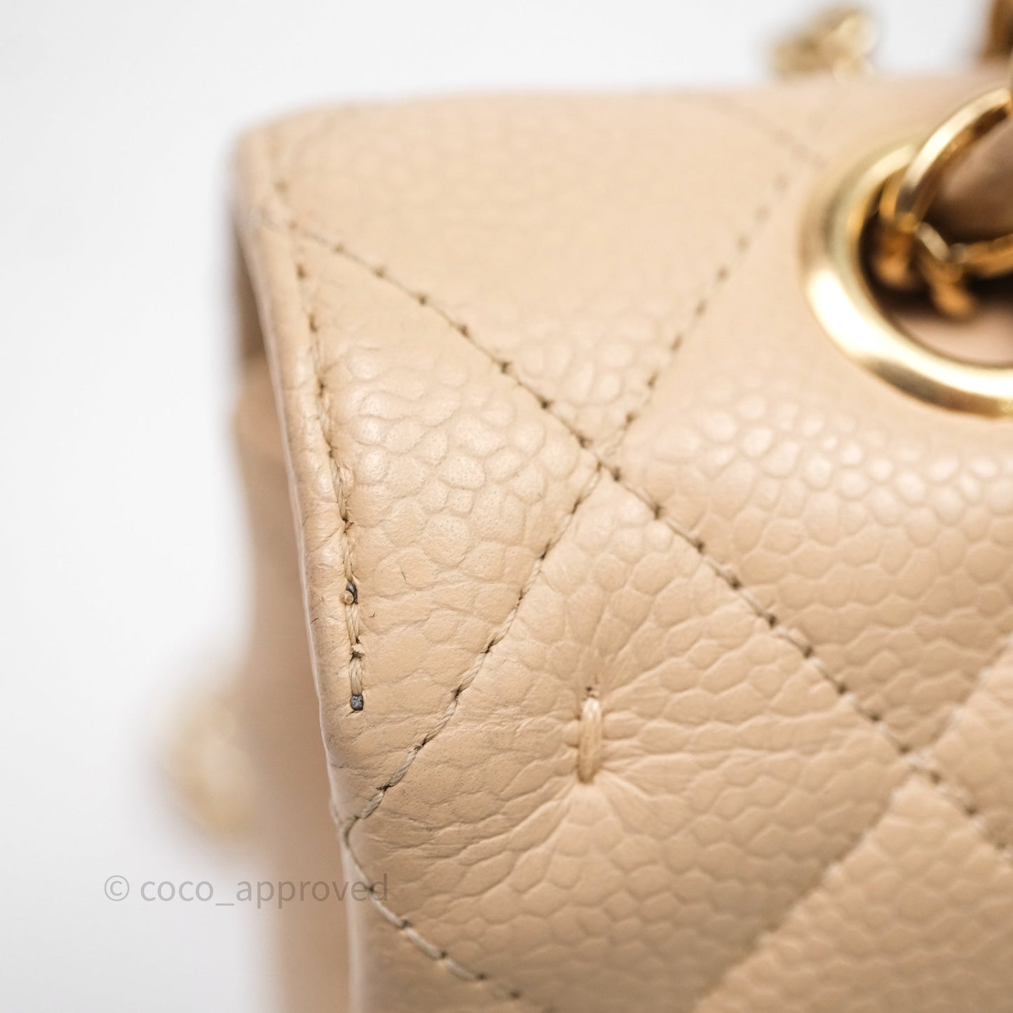 Chanel M/L Medium Classic Flap Quilted Beige Caviar Gold Hardware