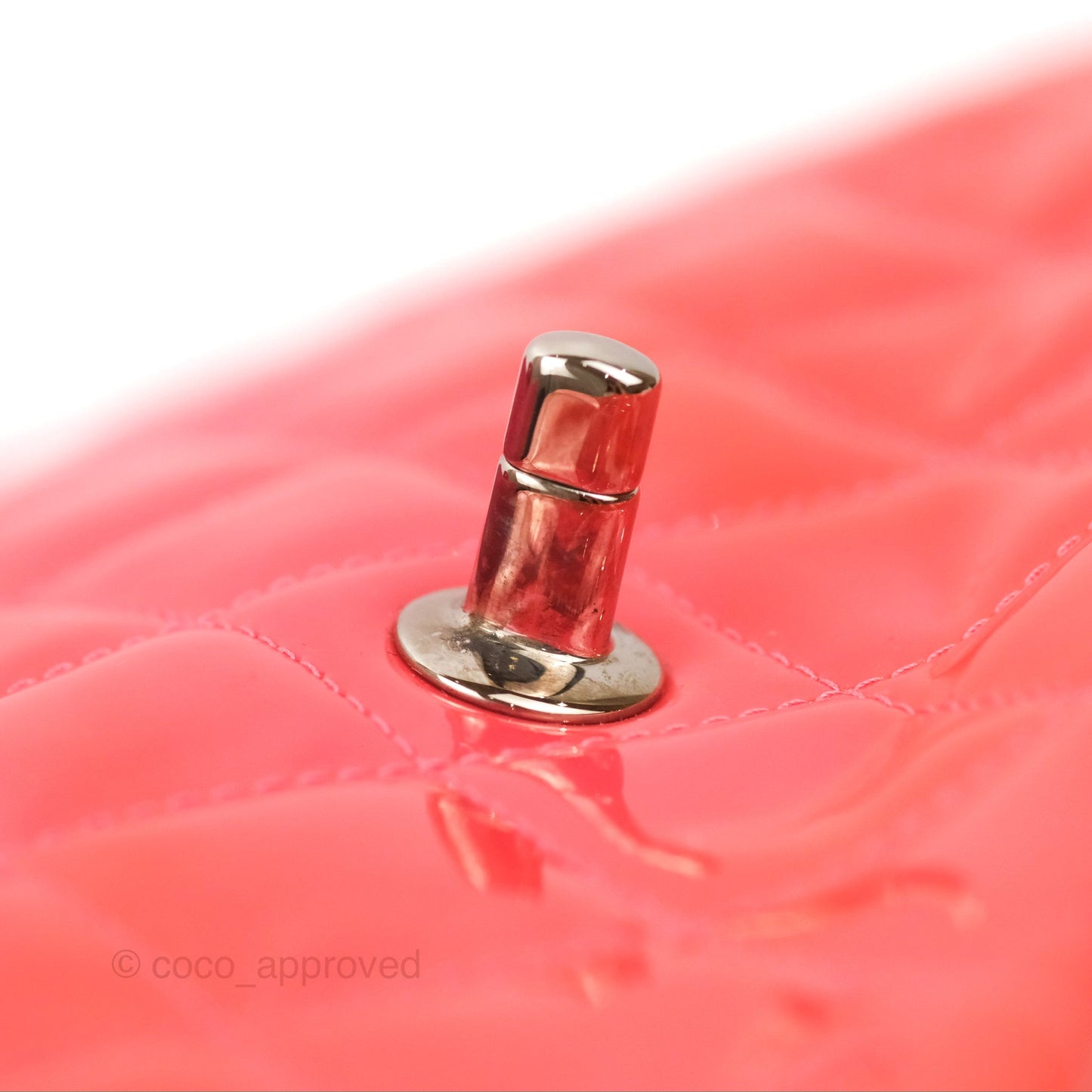 Chanel Jumbo Double Flap Coral Pink Patent Silver Hardware⁣⁣