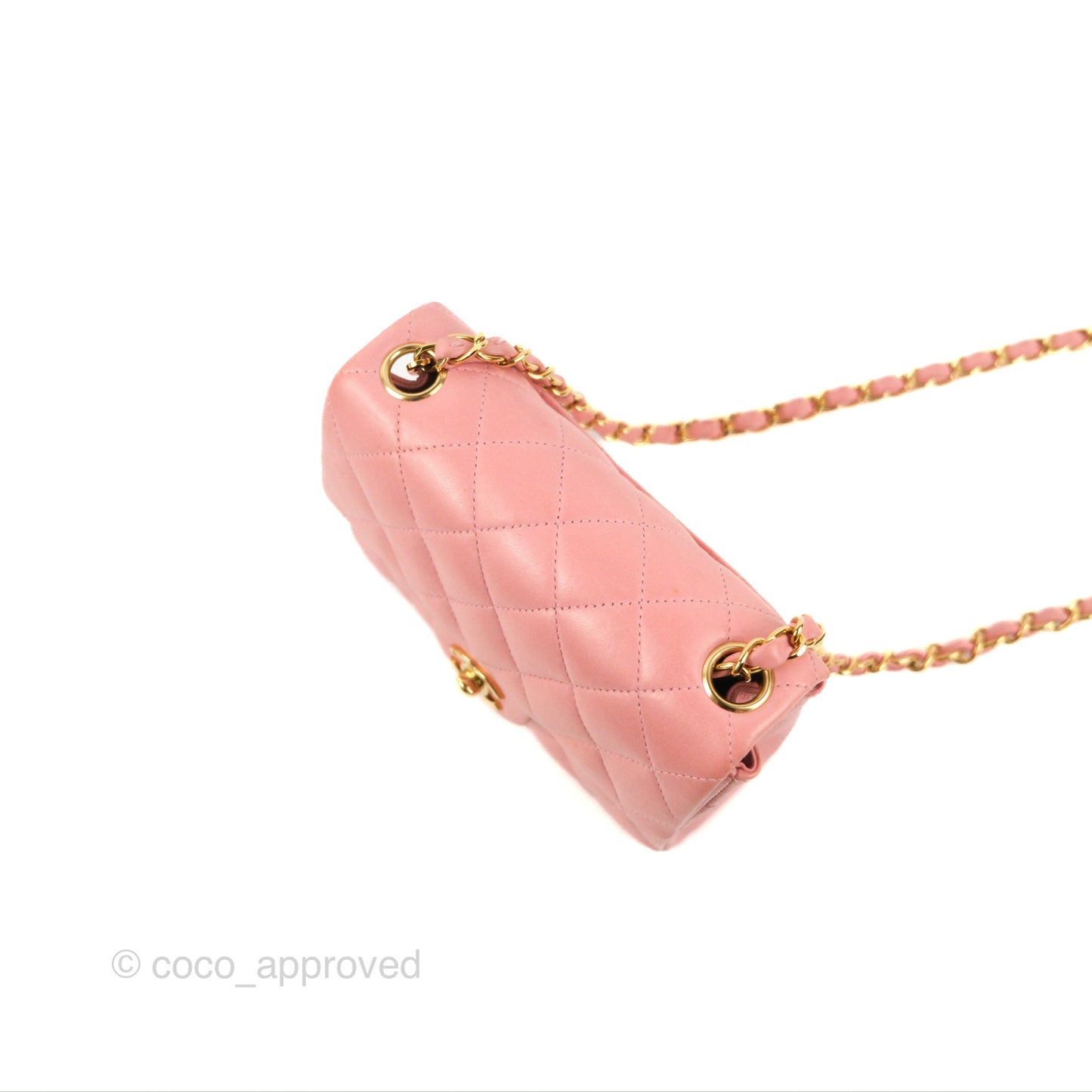Chanel Quilted Vintage Mini Square Flap Pink Lambskin 24K Gold Hardware