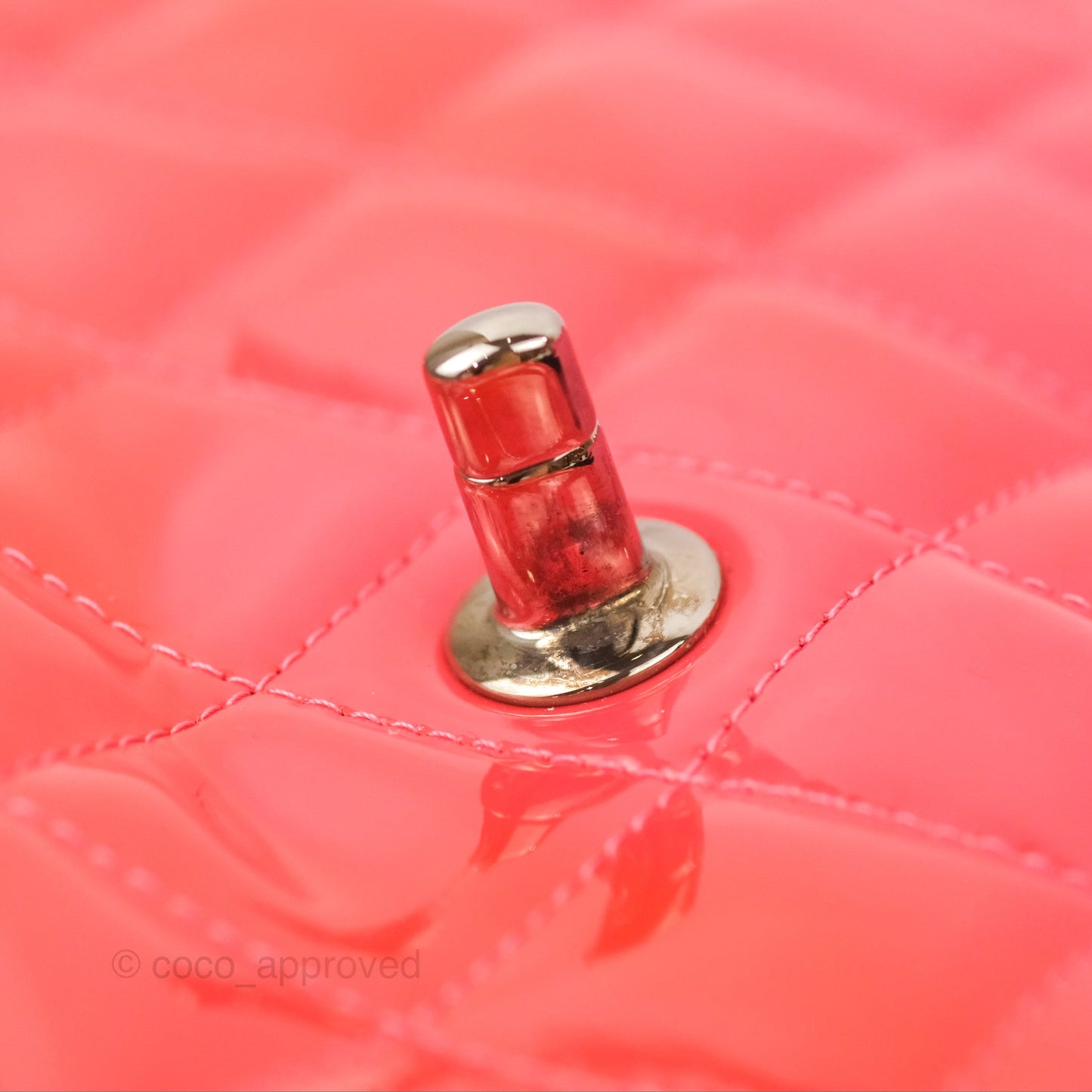 Chanel Jumbo Double Flap Coral Pink Patent Silver Hardware⁣⁣