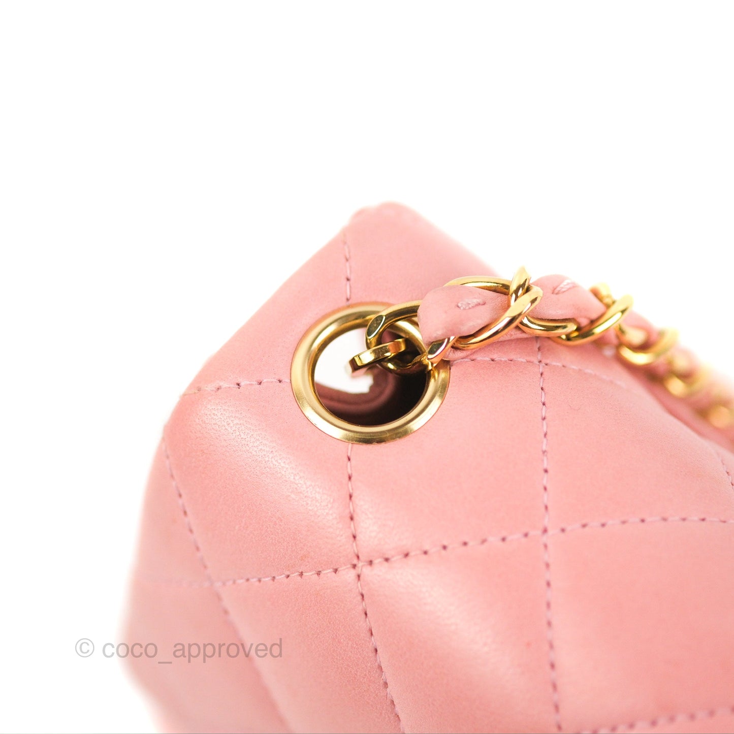 Chanel Quilted Vintage Mini Square Flap Pink Lambskin 24K Gold Hardware