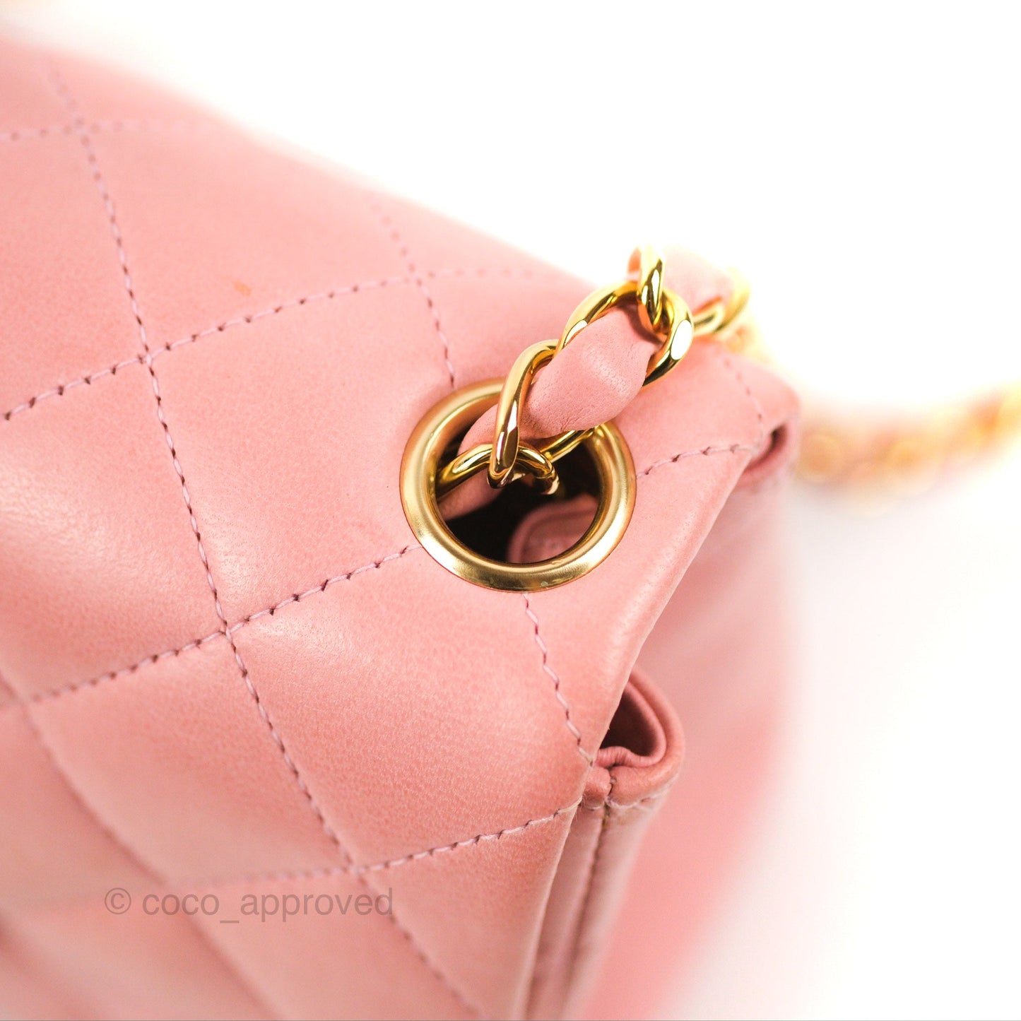 Chanel Quilted Vintage Mini Square Flap Pink Lambskin 24K Gold Hardware