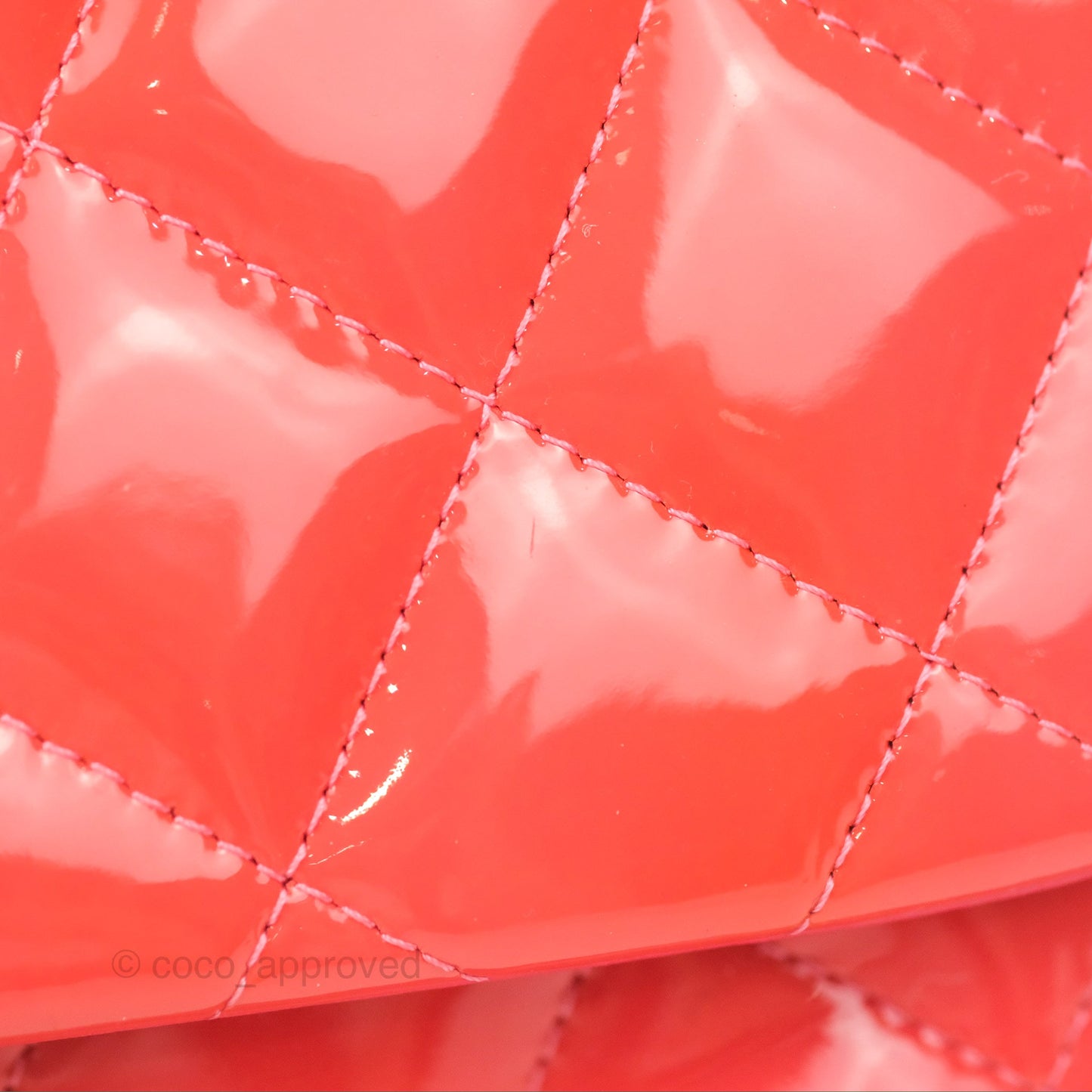 Chanel Jumbo Double Flap Coral Pink Patent Silver Hardware⁣⁣