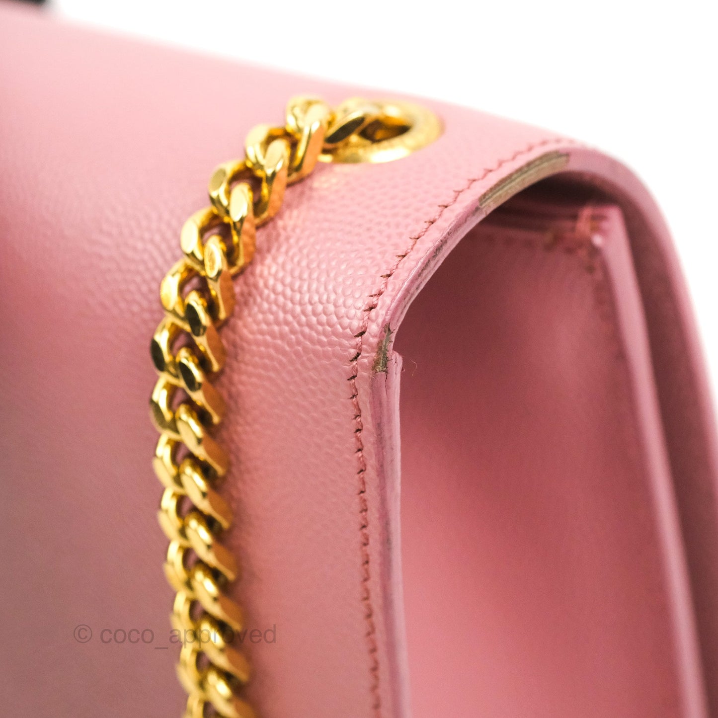 Saint Laurent Medium Classic Monogram Kate Pink Grained Calfskin