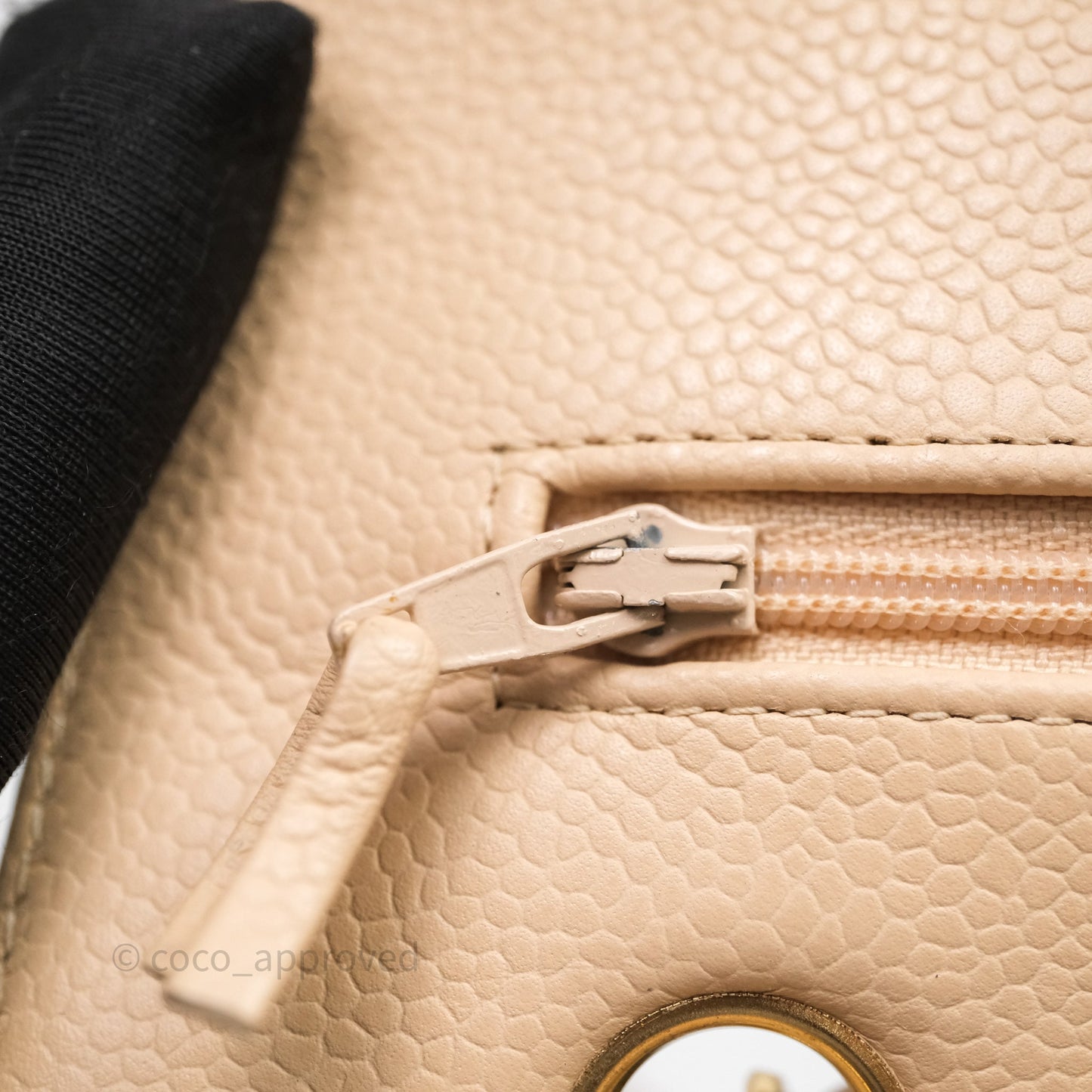 Chanel M/L Medium Classic Flap Quilted Beige Caviar Gold Hardware