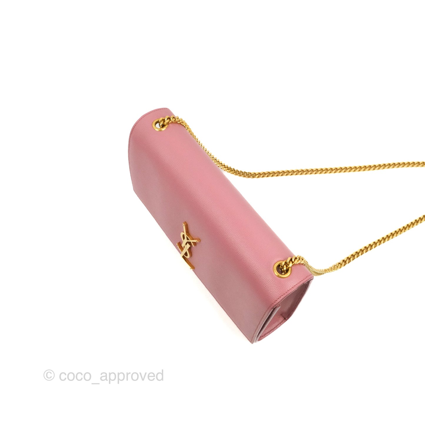 Saint Laurent Medium Classic Monogram Kate Pink Grained Calfskin