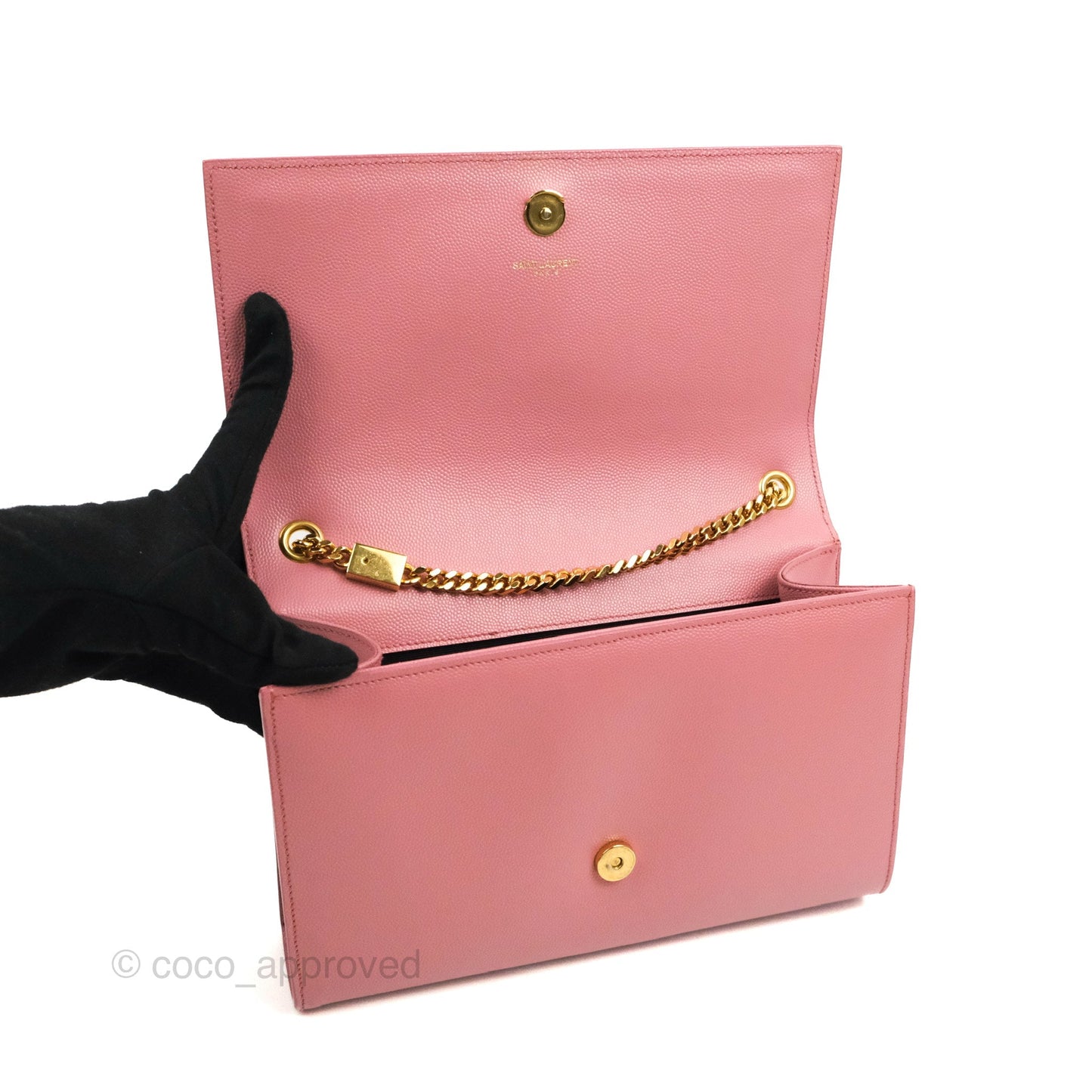 Saint Laurent Medium Classic Monogram Kate Pink Grained Calfskin