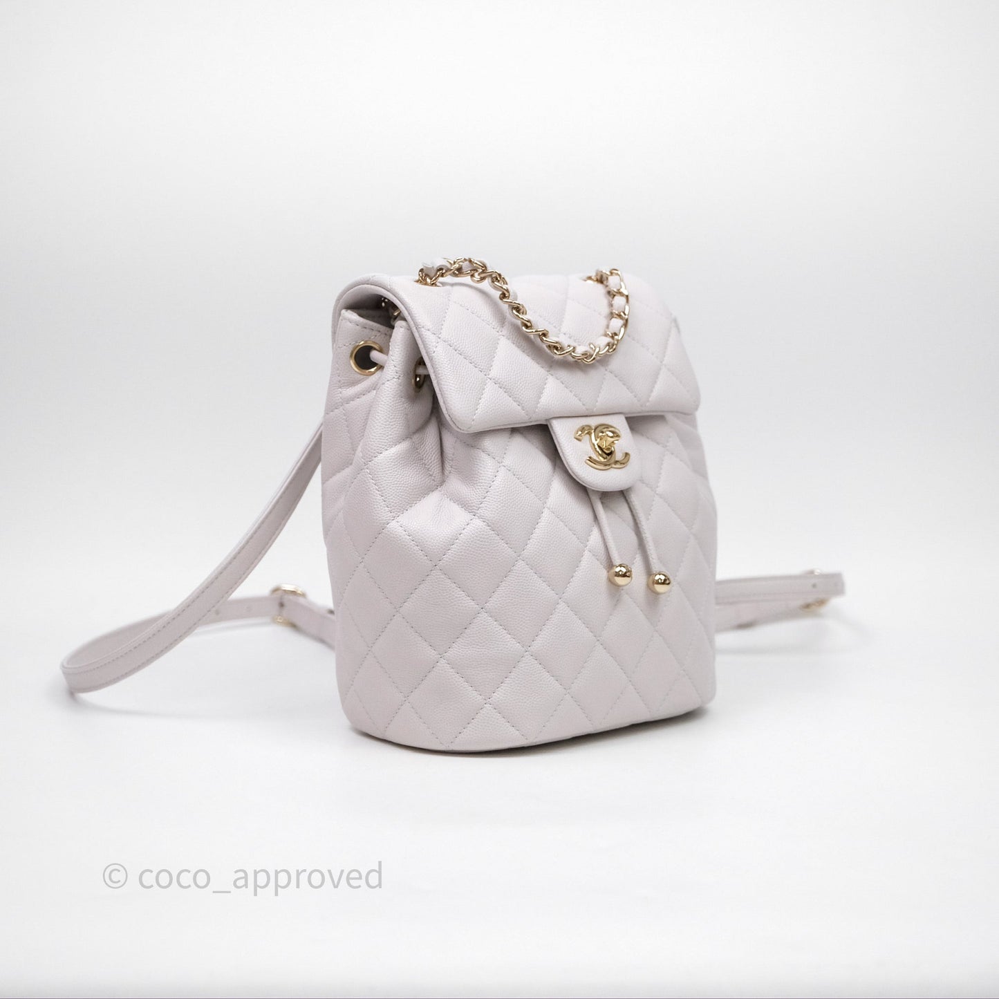 Chanel Mini Urban Spirit Backpack Pale Gray Caviar Gold Hardware