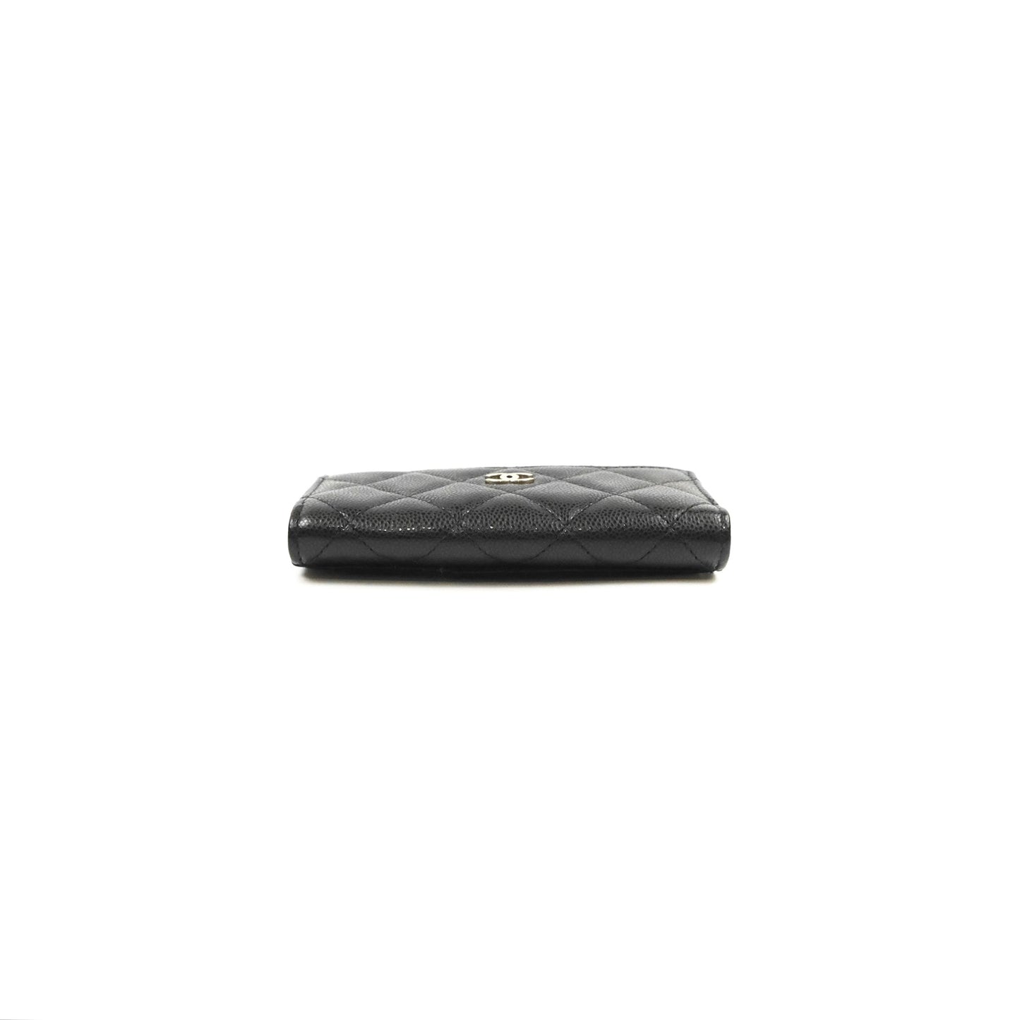 Chanel Quilted Zip Card Holder Black Caviar Gold Hardware 23S