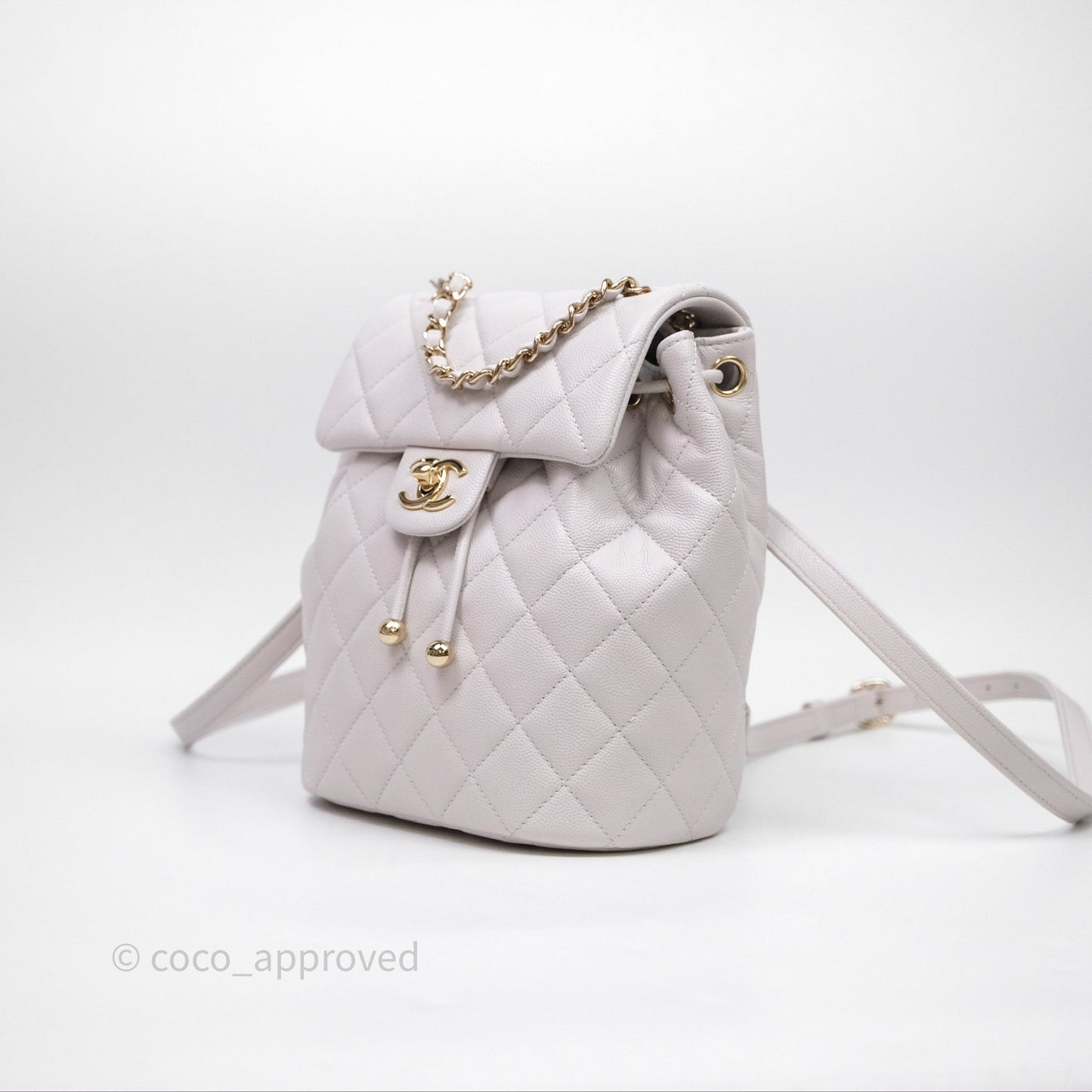 Chanel Mini Urban Spirit Backpack Pale Gray Caviar Gold Hardware