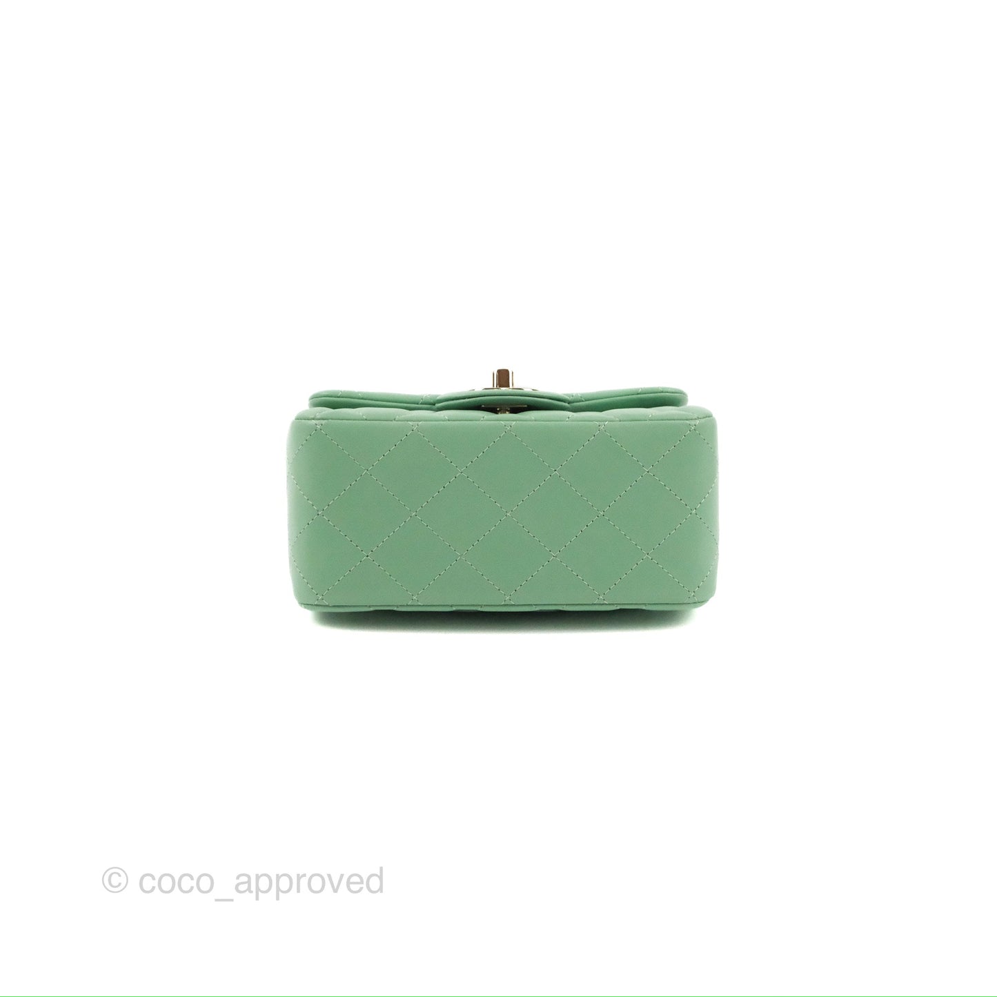 Chanel Quilted Mini Square Light Green Lambskin Gold Hardware