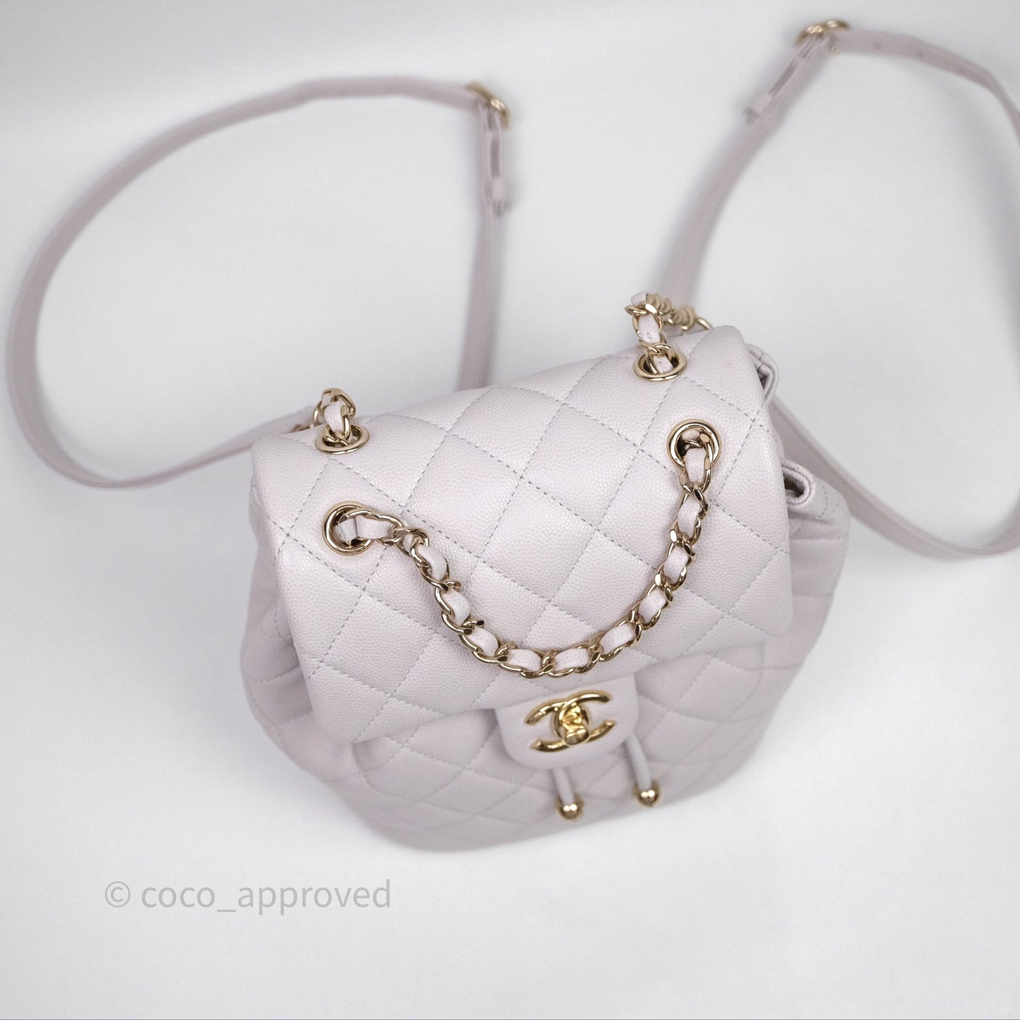 Chanel Mini Urban Spirit Backpack Pale Gray Caviar Gold Hardware