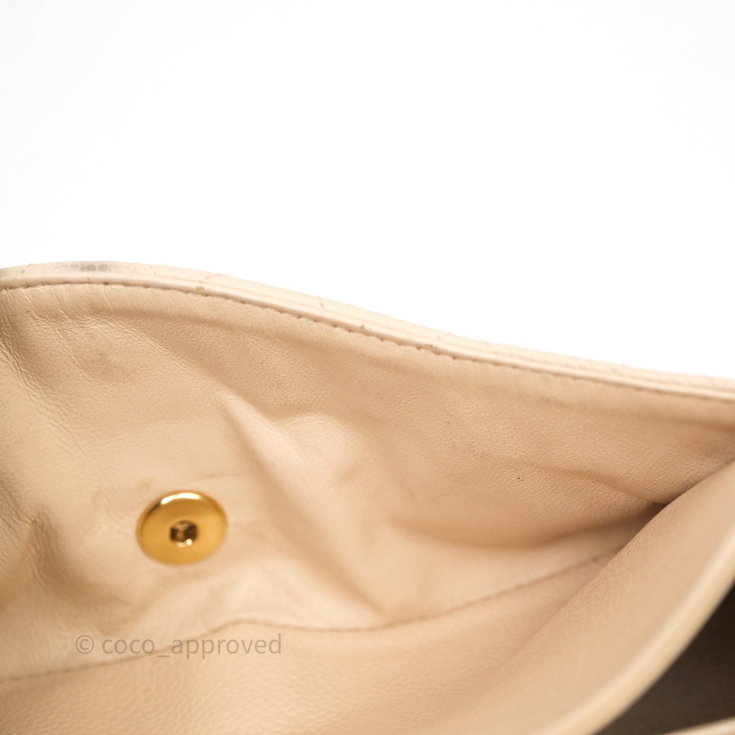 Chanel M/L Medium Classic Flap Quilted Beige Caviar Gold Hardware
