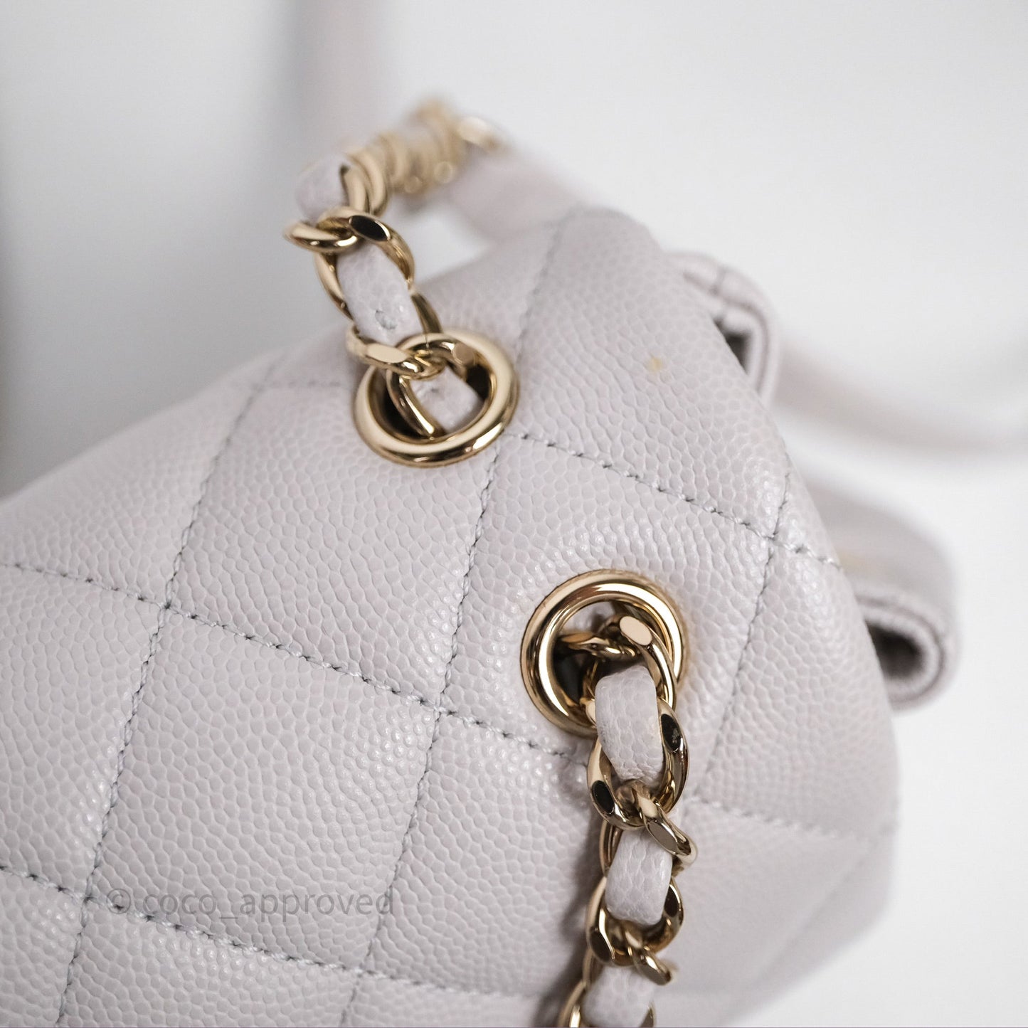 Chanel Mini Urban Spirit Backpack Pale Gray Caviar Gold Hardware