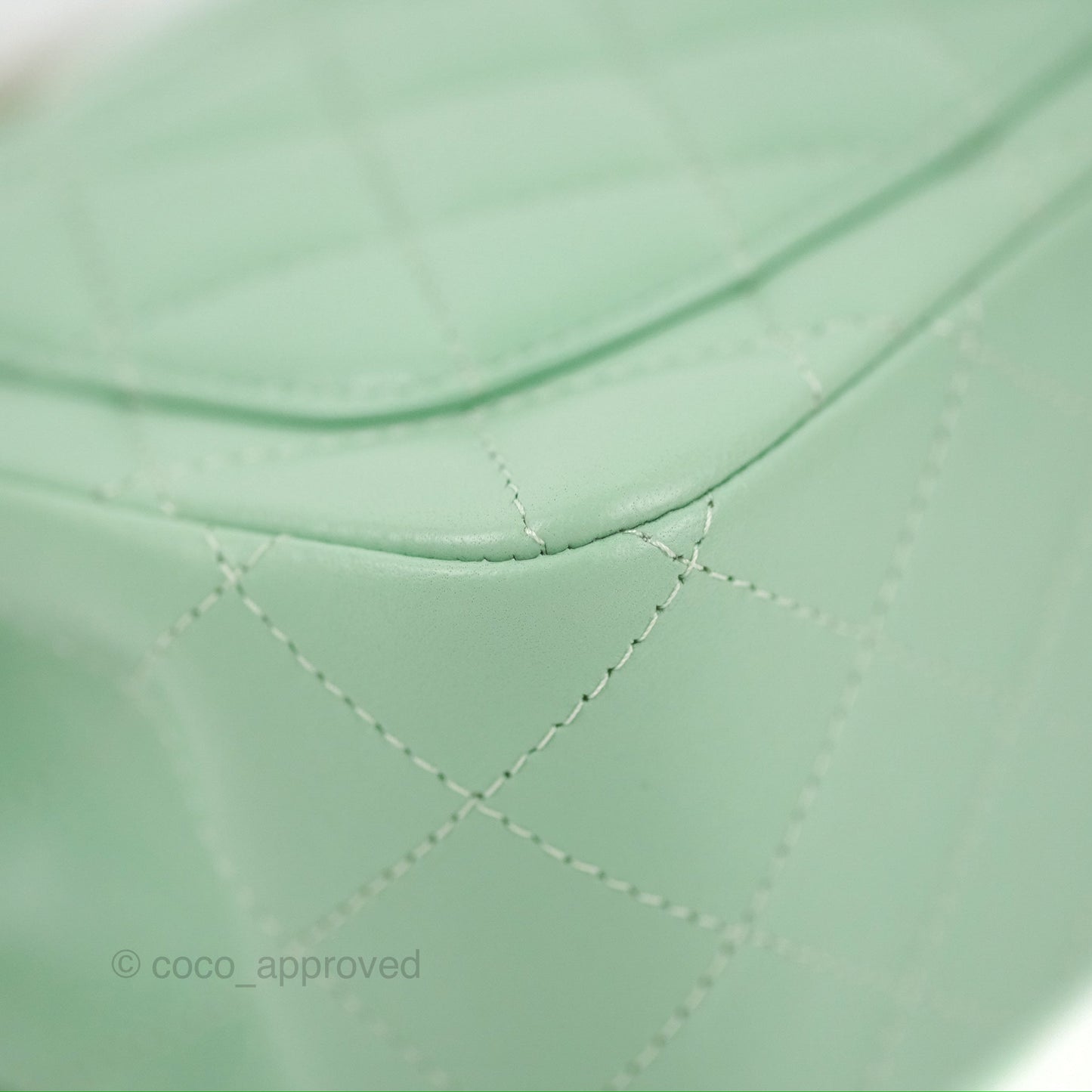 Chanel Quilted Mini Square Light Green Lambskin Gold Hardware