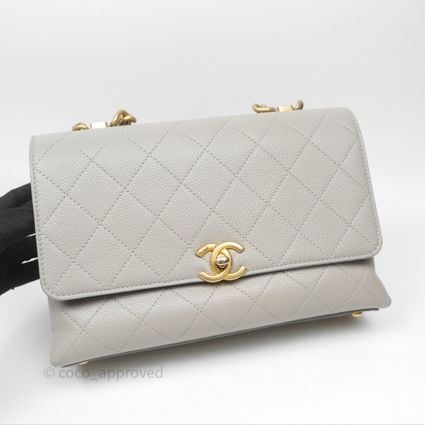 Chanel Chic Affinity Small Grained Calfskin Grey Gold Hardware
