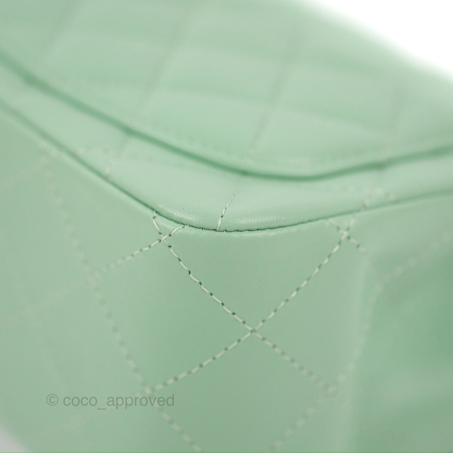 Chanel Quilted Mini Square Light Green Lambskin Gold Hardware