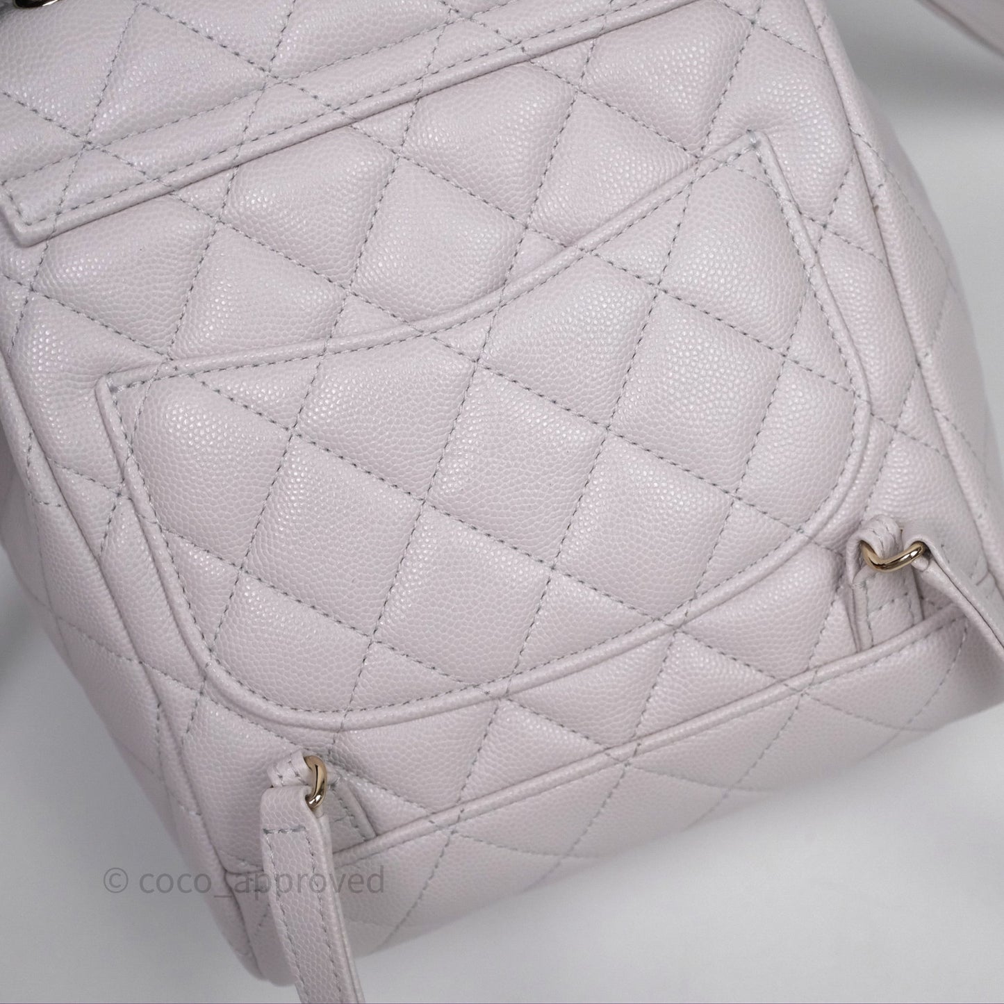 Chanel Mini Urban Spirit Backpack Pale Gray Caviar Gold Hardware