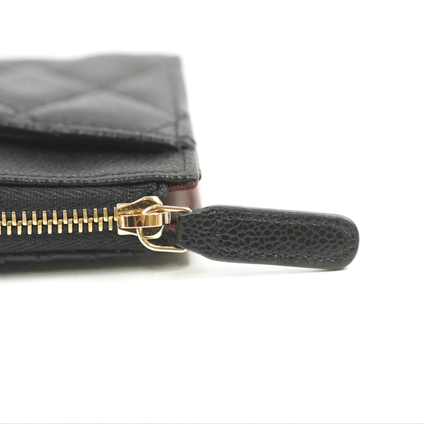 Chanel Quilted Zip Card Holder Black Caviar Gold Hardware 23S