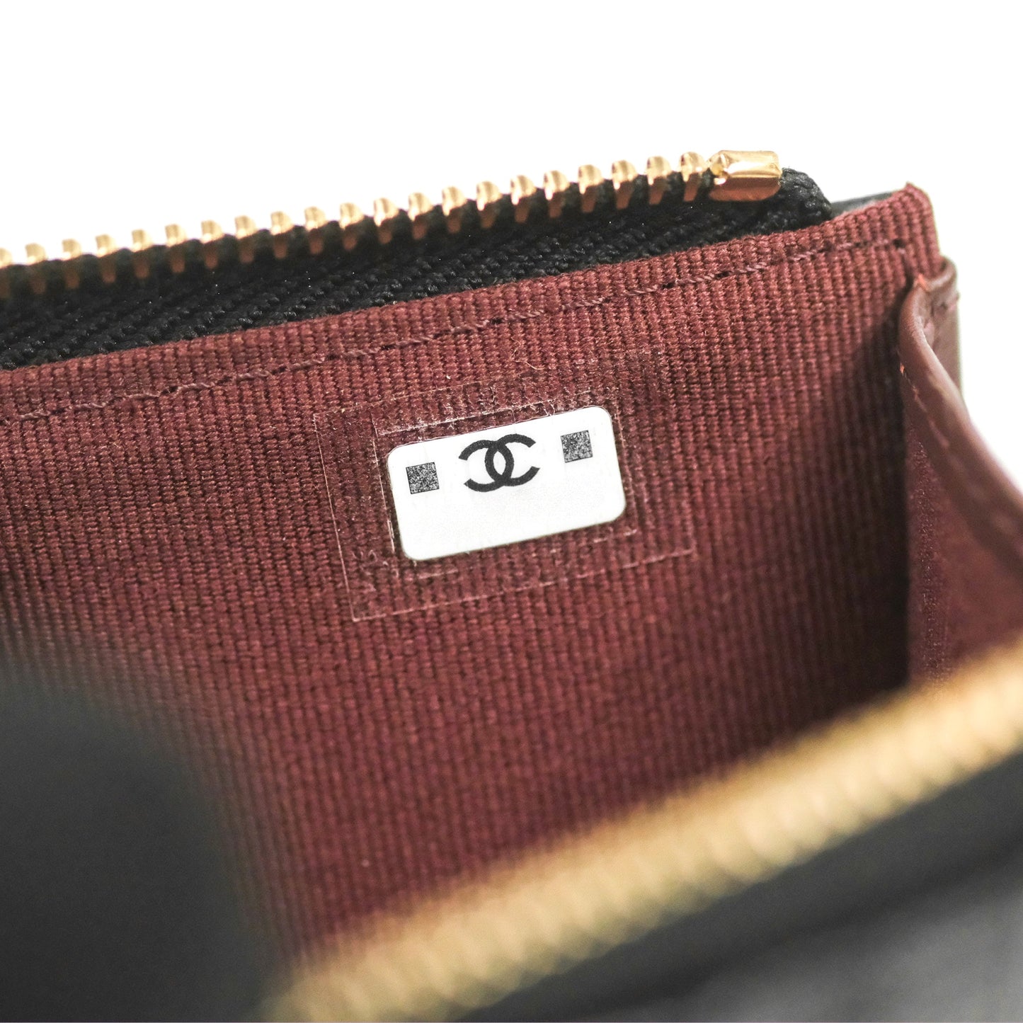 Chanel Quilted Zip Card Holder Black Caviar Gold Hardware 23S