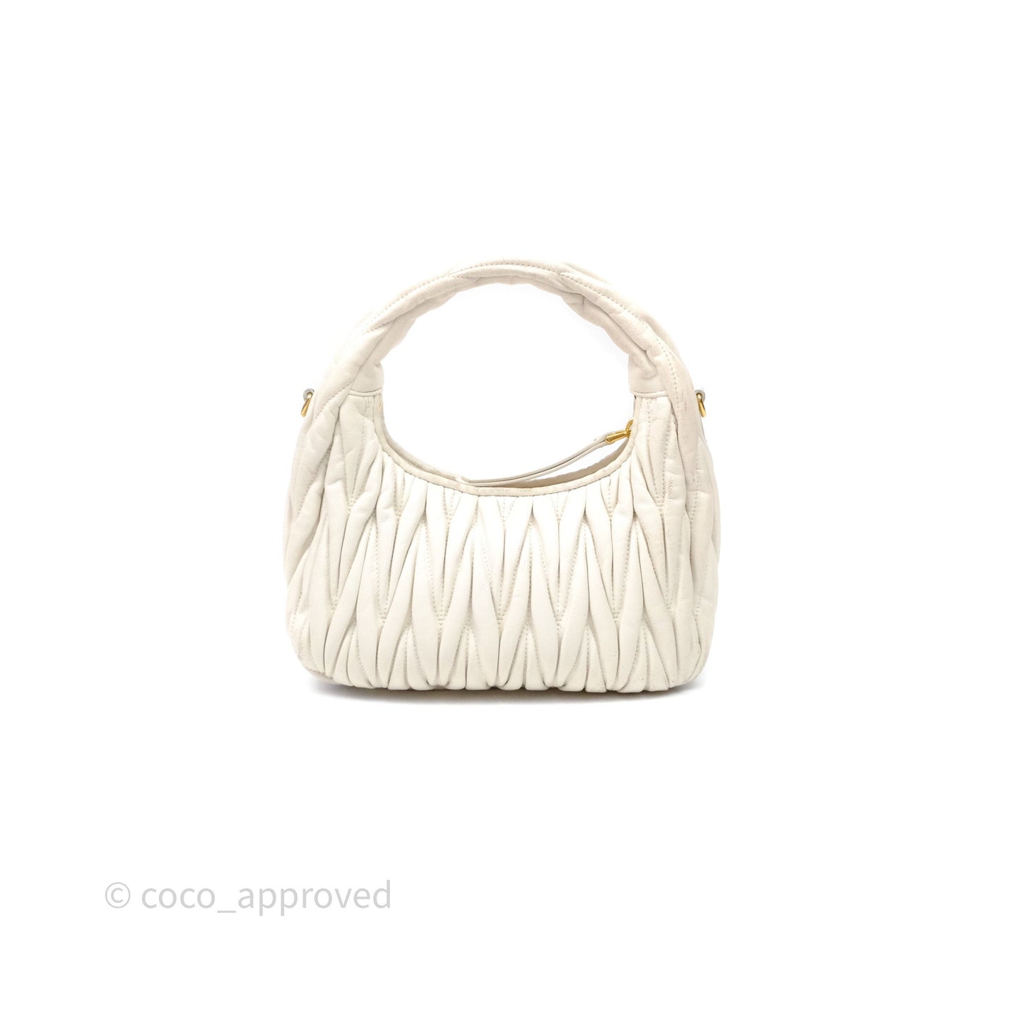 Miu Miu Wander Matelassé Nappa Leather Hobo Bag White