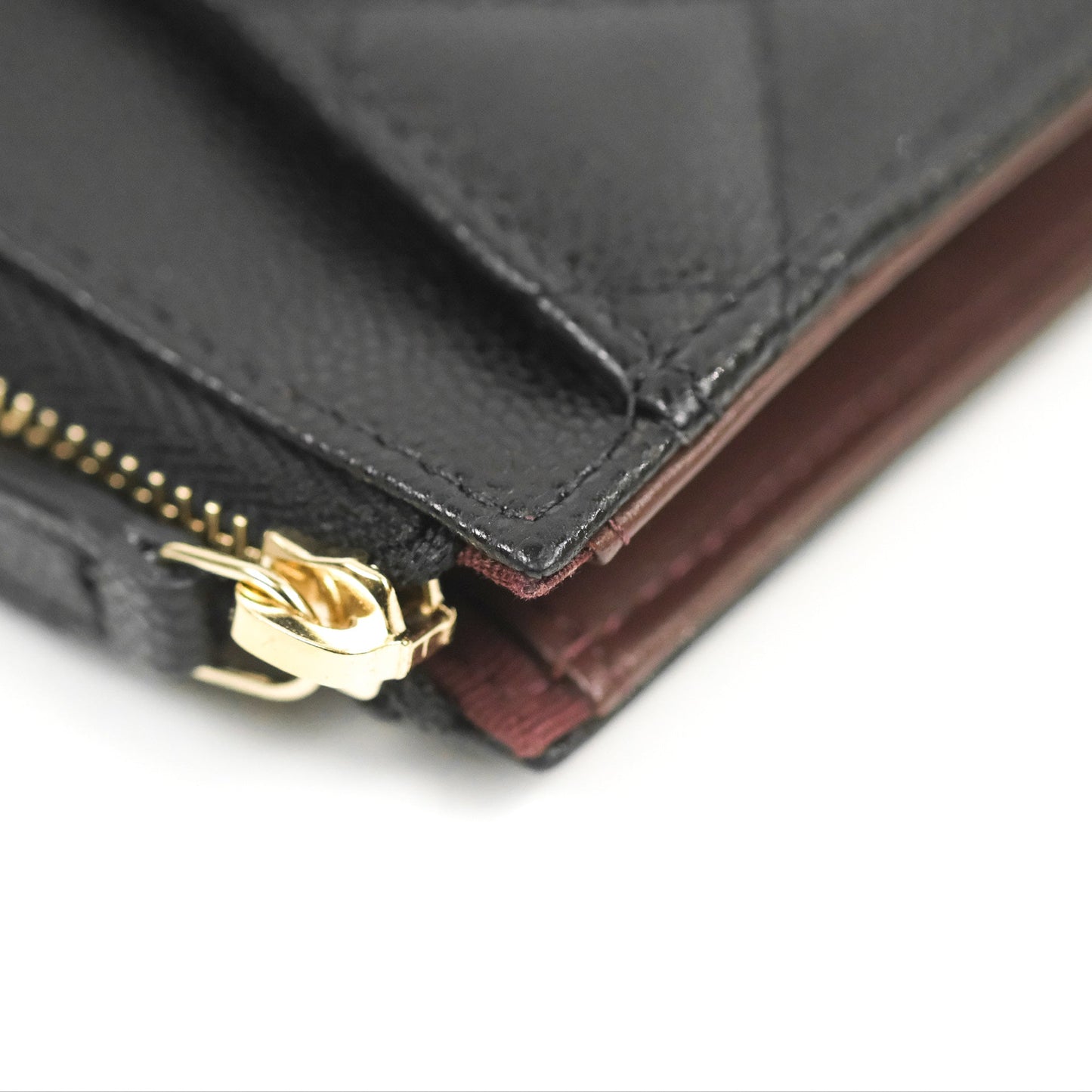 Chanel Quilted Zip Card Holder Black Caviar Gold Hardware 23S