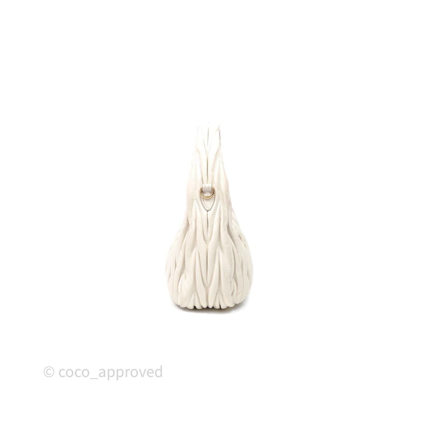 Miu Miu Wander Matelassé Nappa Leather Hobo Bag White
