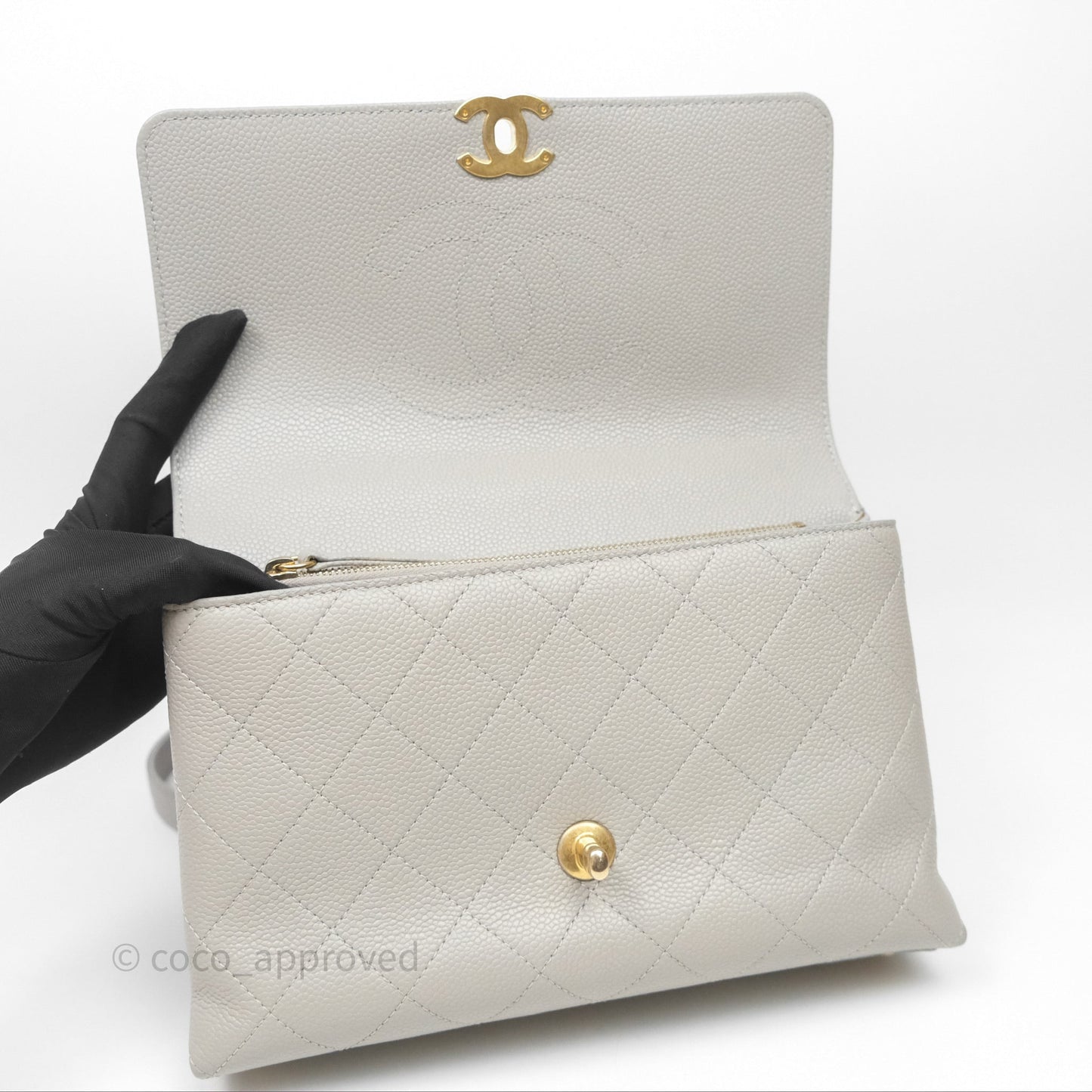 Chanel Chic Affinity Small Grained Calfskin Grey Gold Hardware
