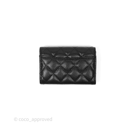 Chanel Classic Quilted Flap Card Holder Black Caviar Gold Hardware