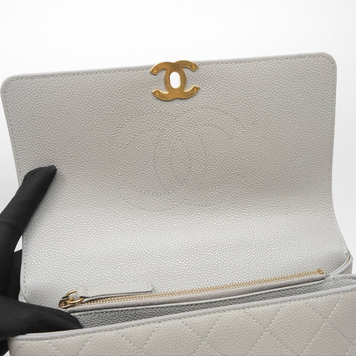 Chanel Chic Affinity Small Grained Calfskin Grey Gold Hardware