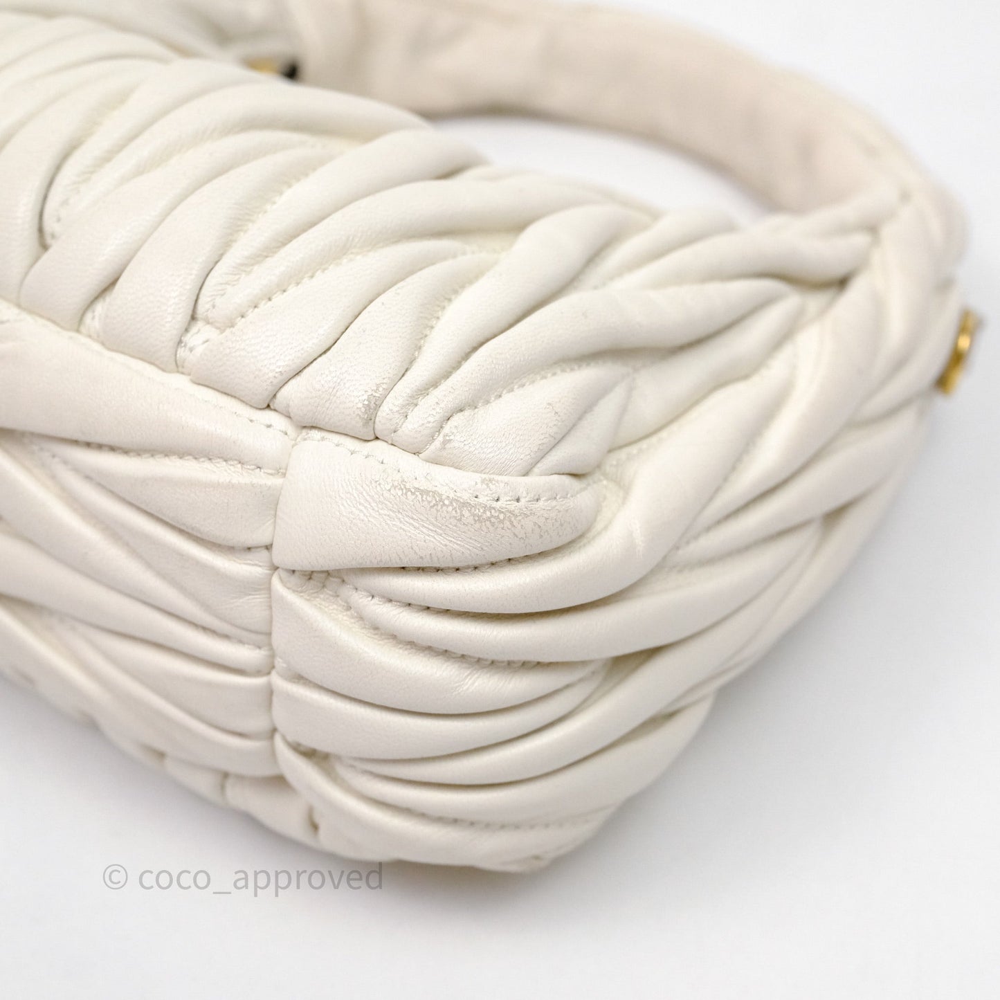 Miu Miu Wander Matelassé Nappa Leather Hobo Bag White