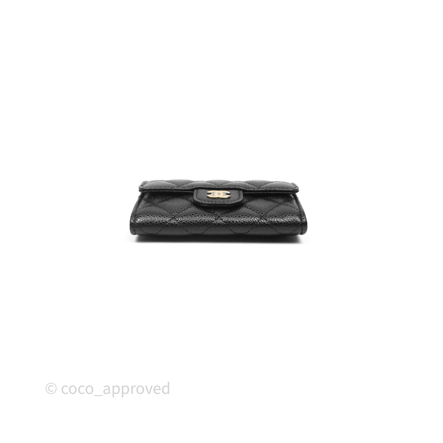 Chanel Classic Quilted Flap Card Holder Black Caviar Gold Hardware