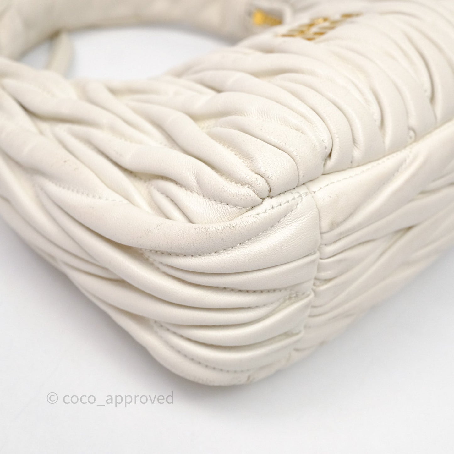 Miu Miu Wander Matelassé Nappa Leather Hobo Bag White