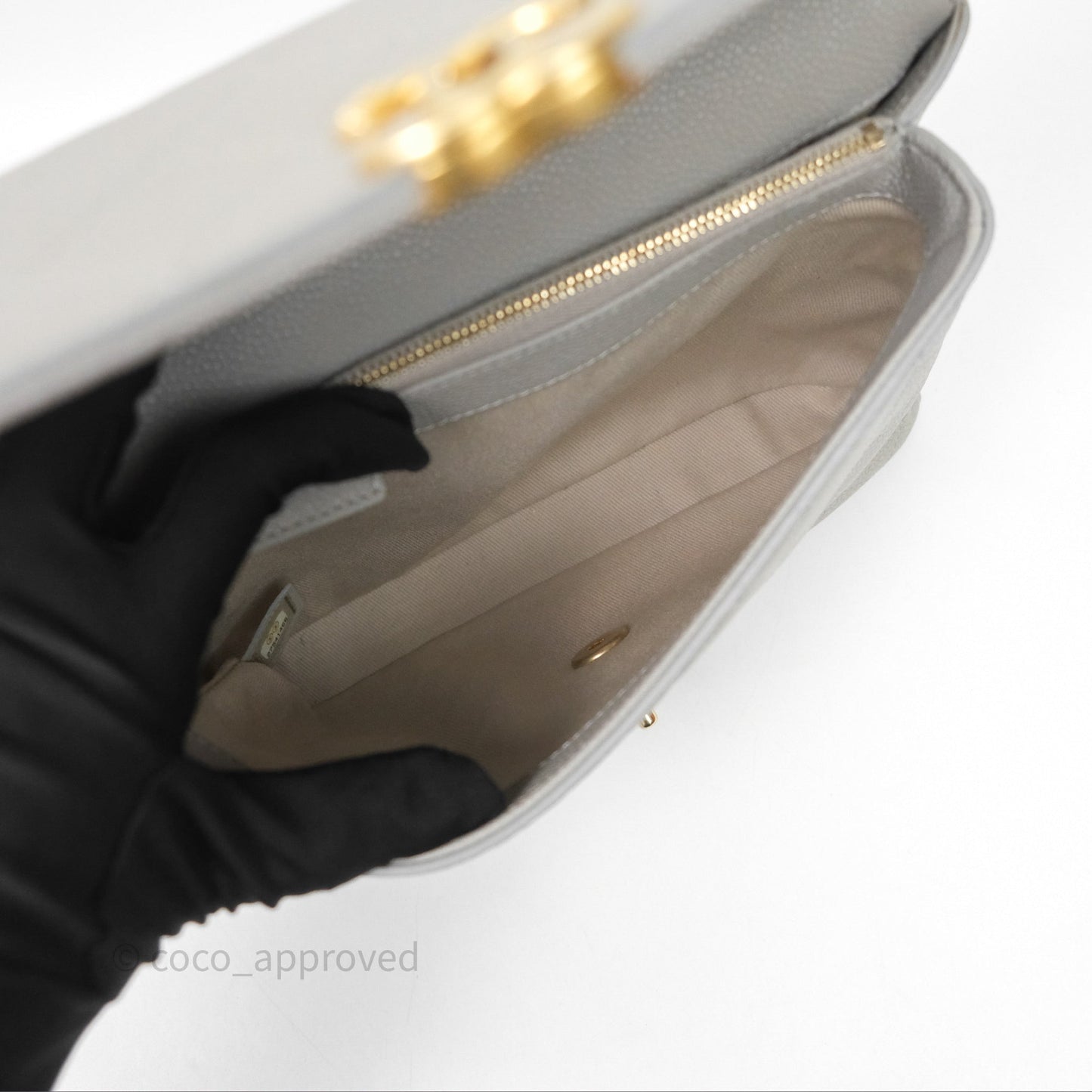 Chanel Chic Affinity Small Grained Calfskin Grey Gold Hardware