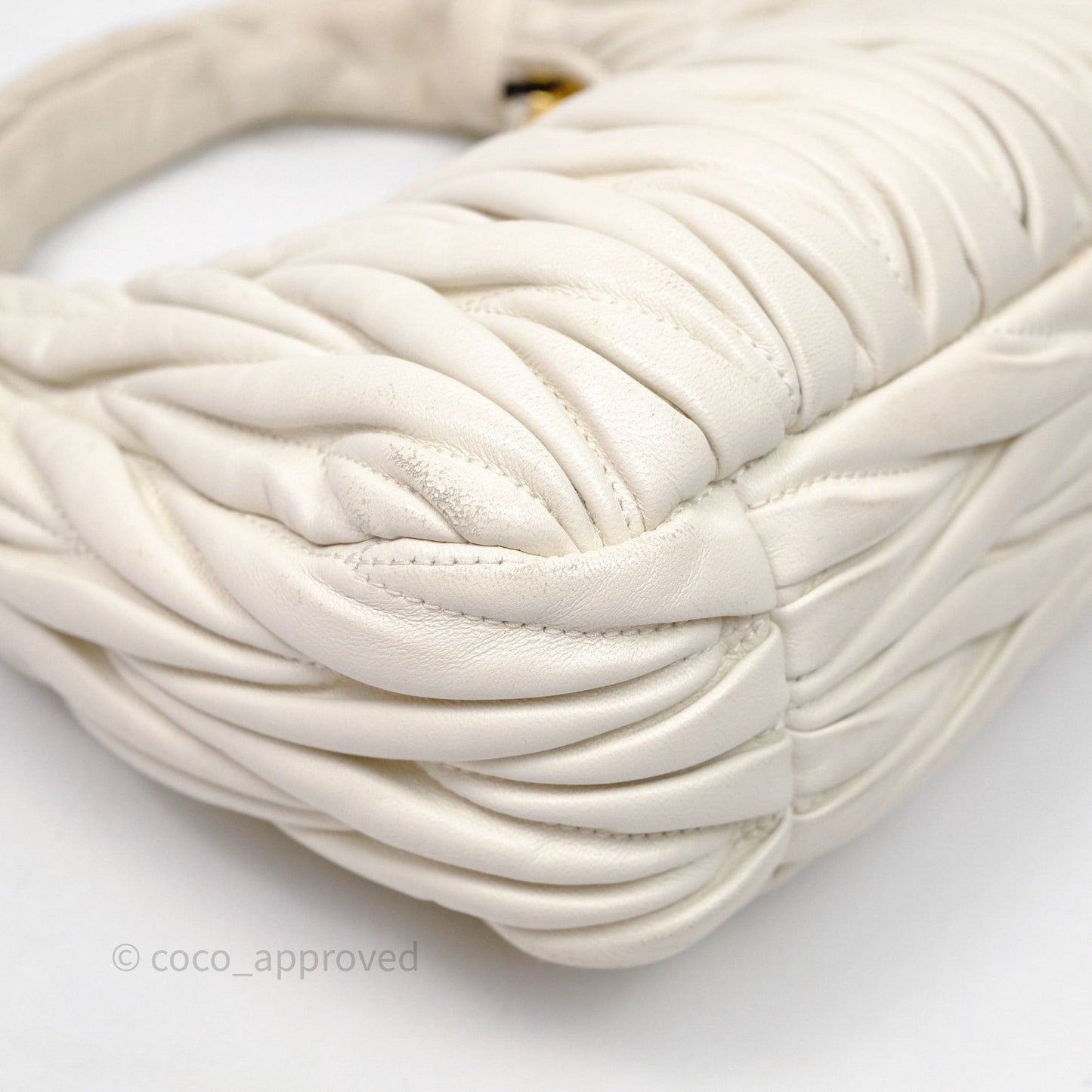 Miu Miu Wander Matelassé Nappa Leather Hobo Bag White