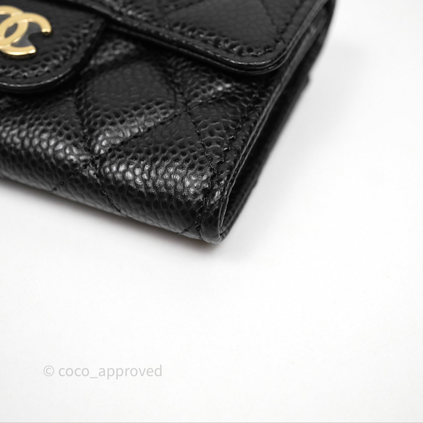 Chanel Classic Quilted Flap Card Holder Black Caviar Gold Hardware