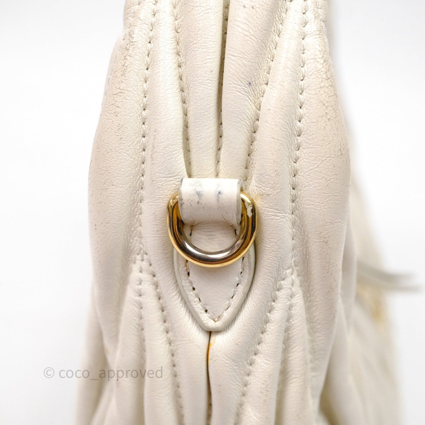 Miu Miu Wander Matelassé Nappa Leather Hobo Bag White