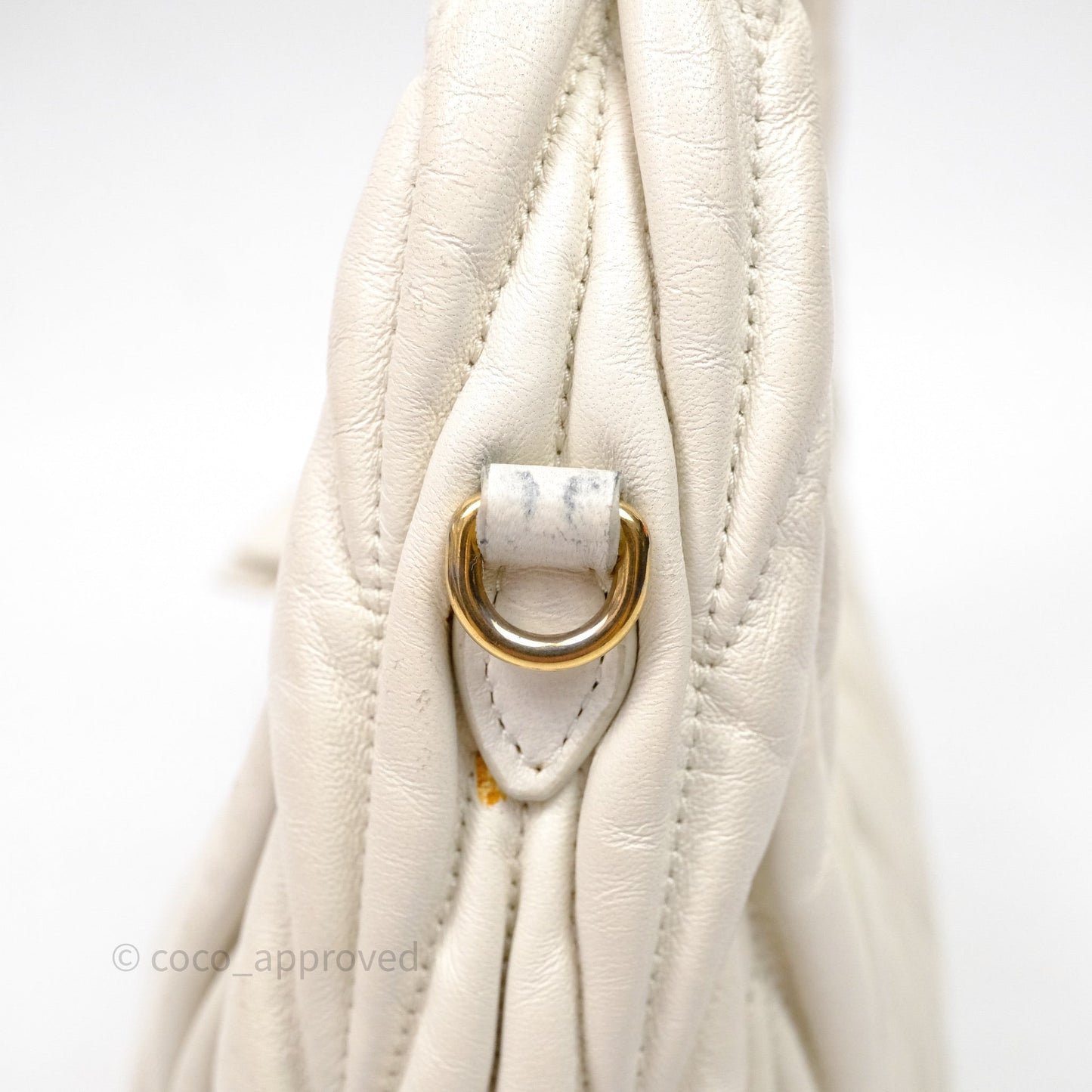 Miu Miu Wander Matelassé Nappa Leather Hobo Bag White