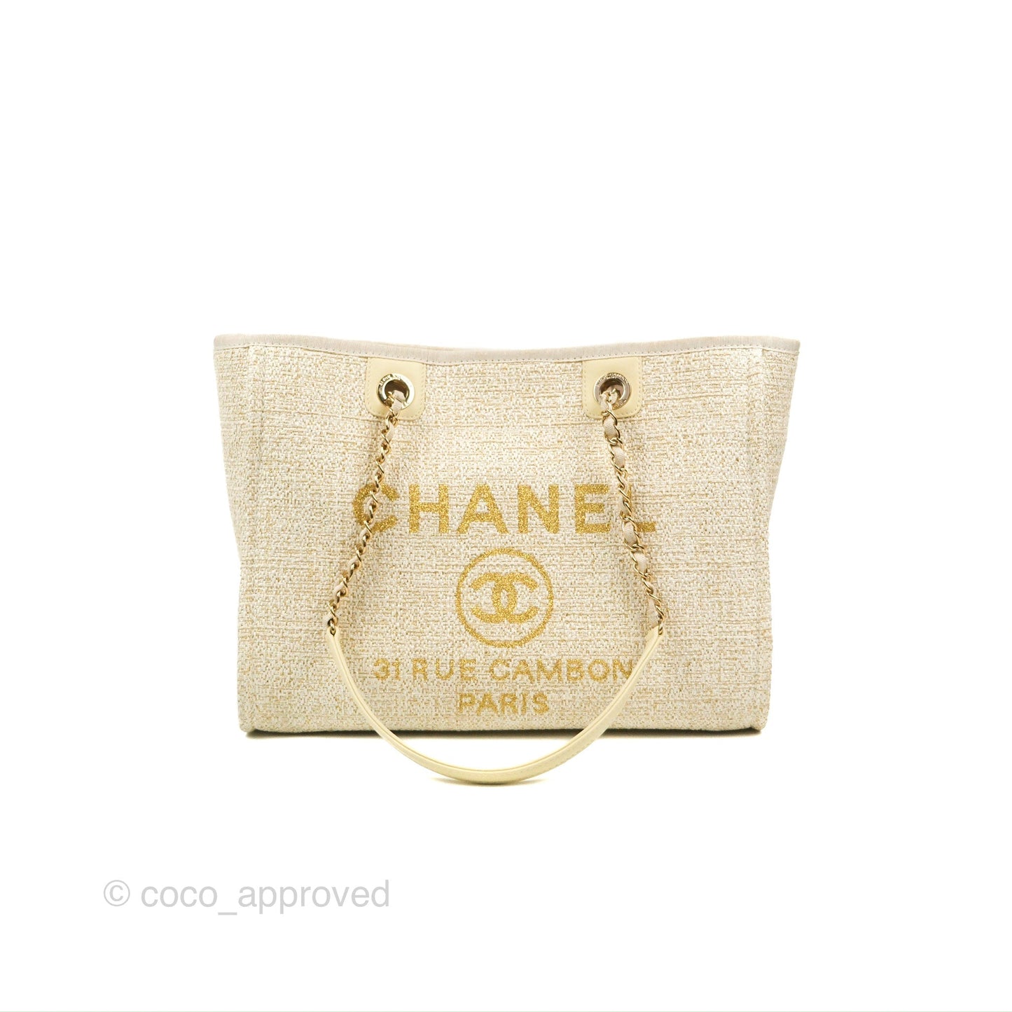 Chanel Medium Deauville Tote Ivory Gold