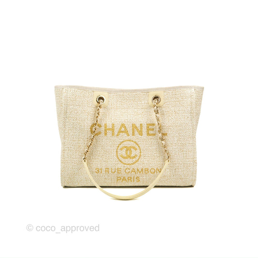 Chanel Medium Deauville Tote Ivory Gold
