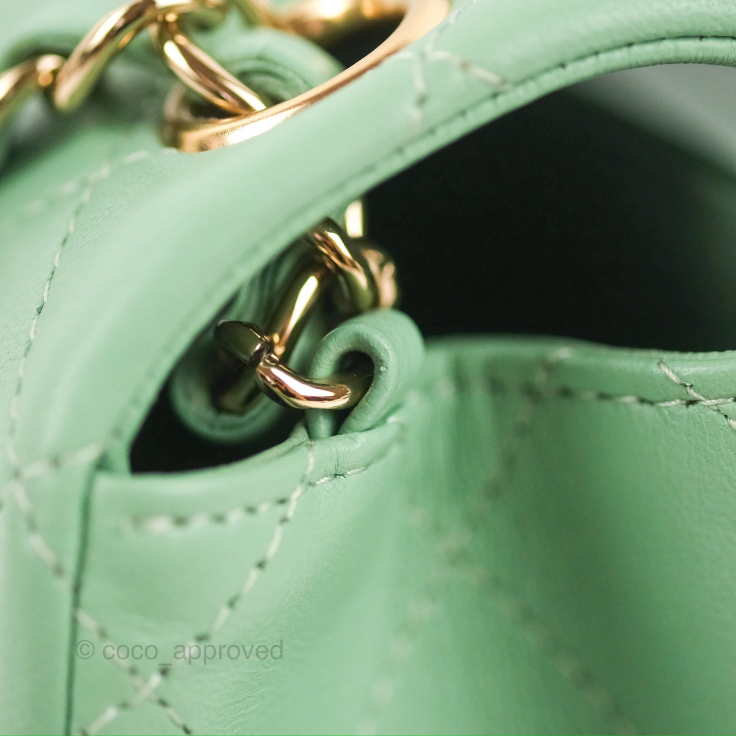 Chanel Quilted Mini Square Light Green Lambskin Gold Hardware