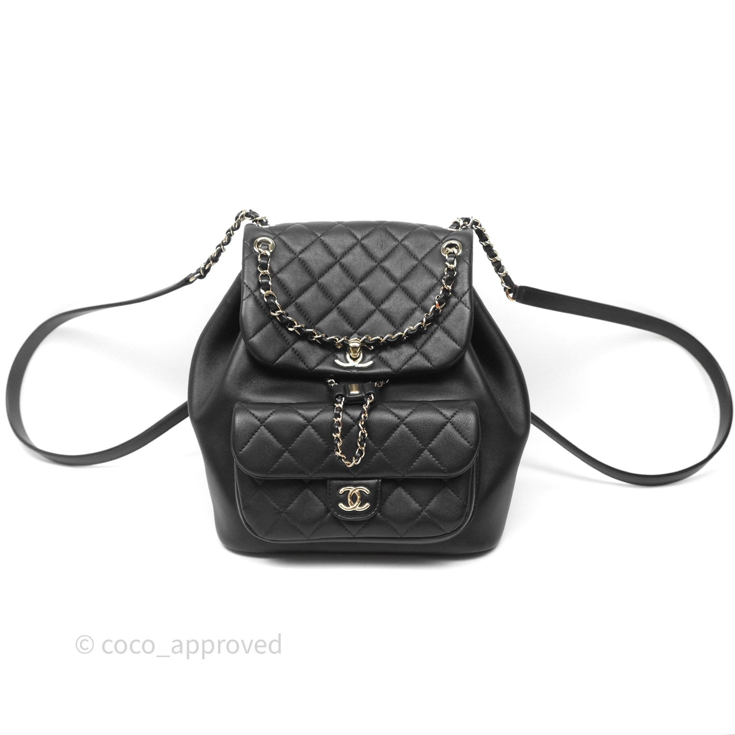 Chanel Quilted Large Duma Drawstring Backpack Black Calfskin