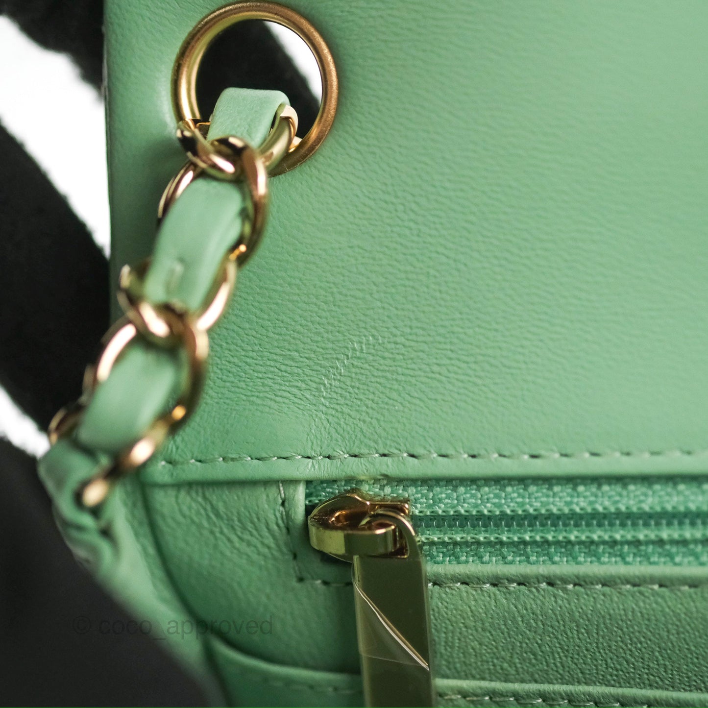 Chanel Quilted Mini Square Light Green Lambskin Gold Hardware