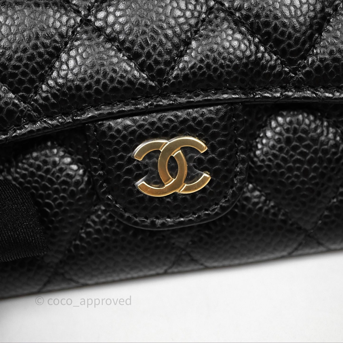 Chanel Classic Quilted Flap Card Holder Black Caviar Gold Hardware