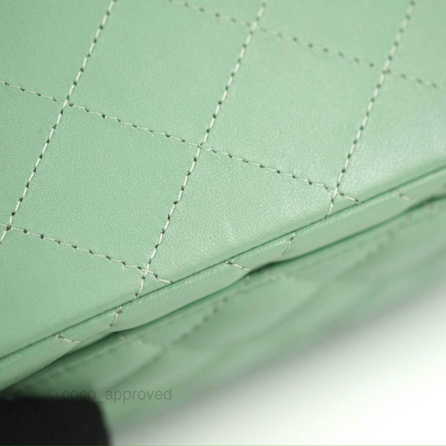 Chanel Quilted Mini Square Light Green Lambskin Gold Hardware