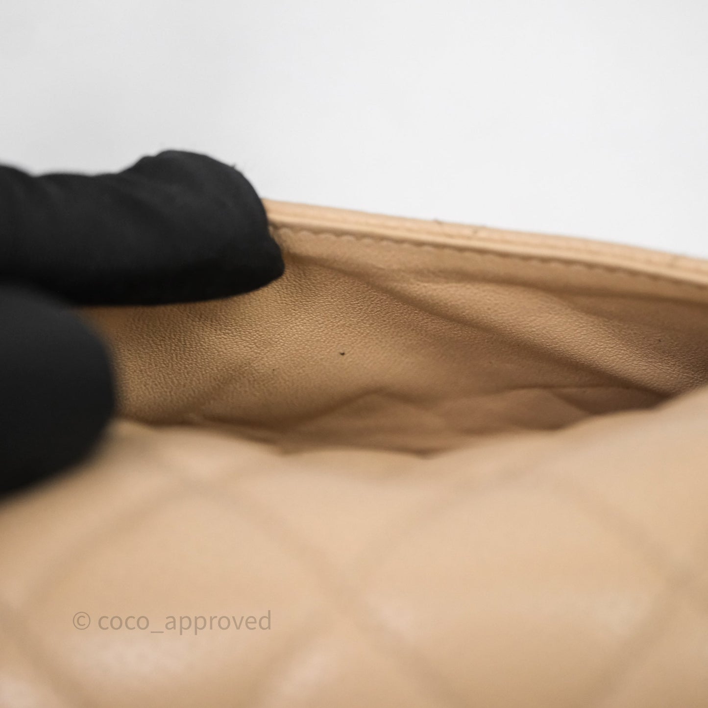 Chanel M/L Medium Classic Flap Quilted Beige Caviar Gold Hardware