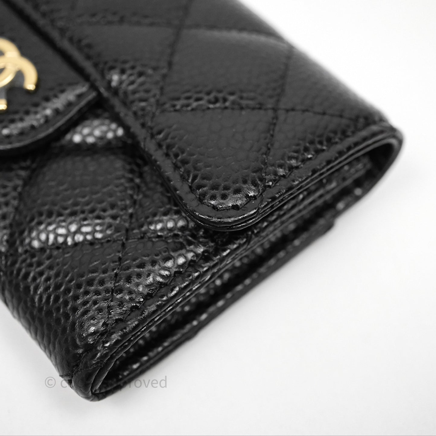 Chanel Classic Quilted Flap Card Holder Black Caviar Gold Hardware