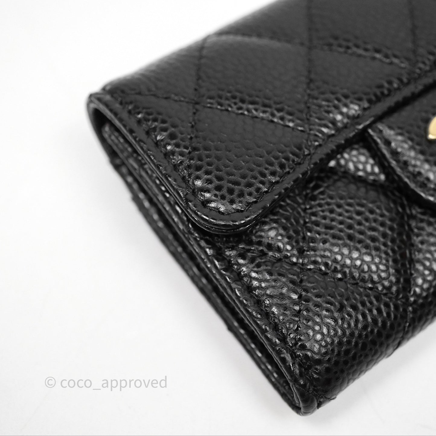 Chanel Classic Quilted Flap Card Holder Black Caviar Gold Hardware