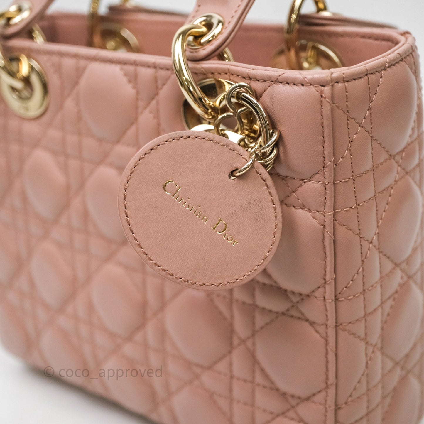 Christian Dior Small Lady Dior Blush Lambskin Gold Hardware